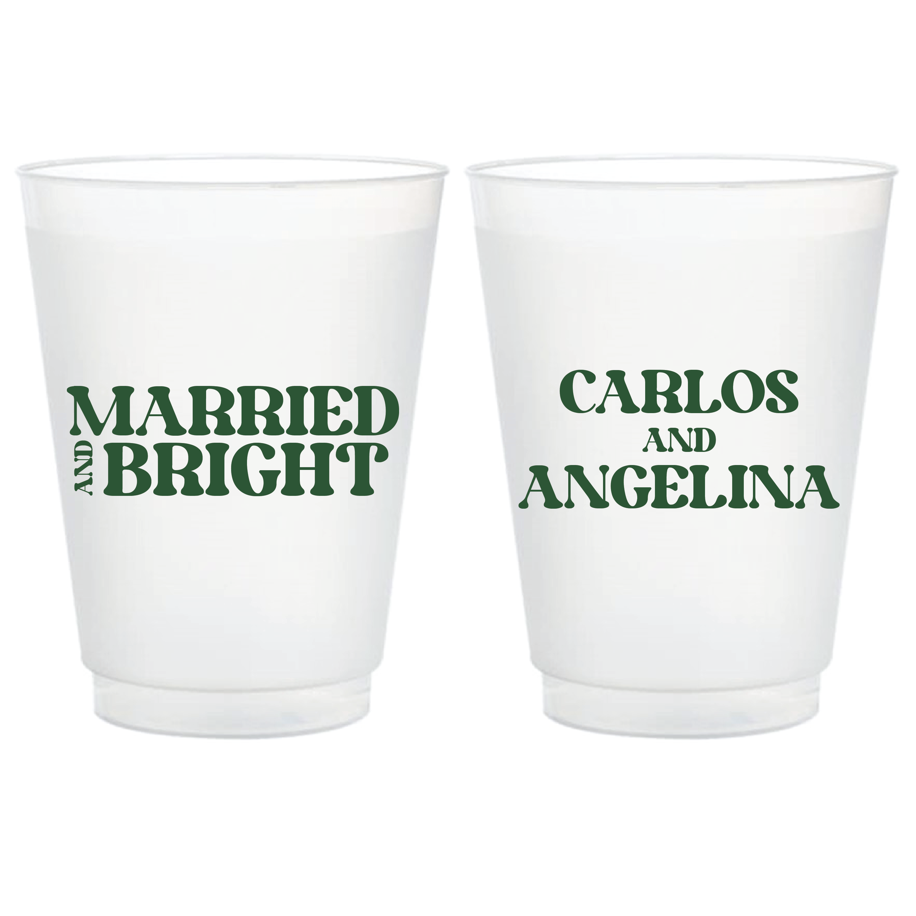 Married And Bright Wedding Frosted Plastic Cups - Cup - Frosted