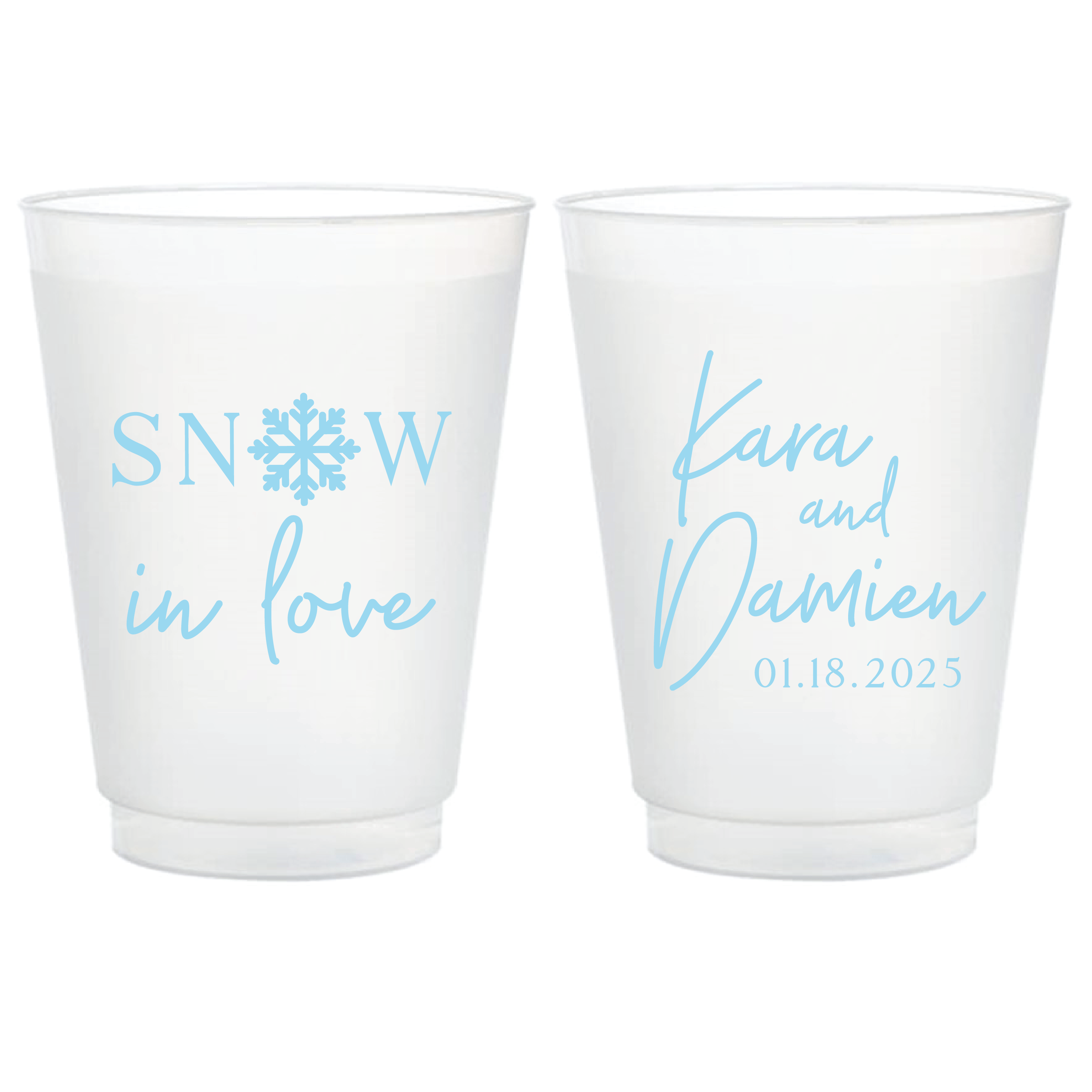 Snow In Love Wedding Frosted Plastic Cups - Cup - Frosted