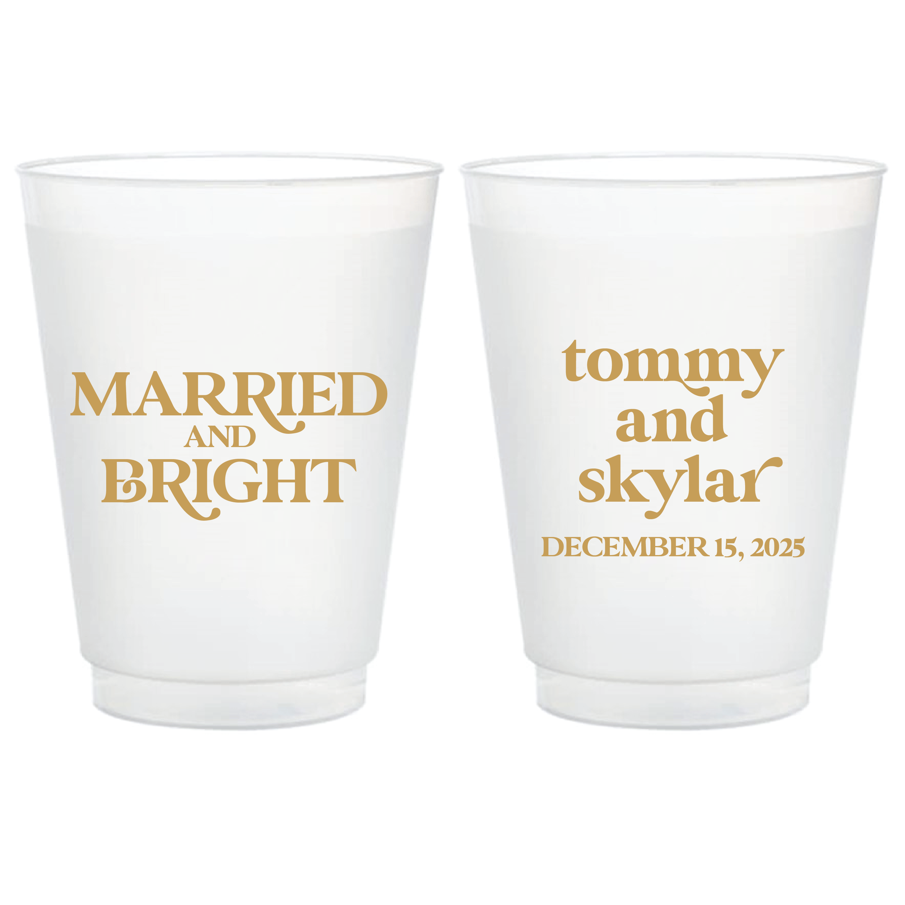 Married And Bright Wedding Frosted Plastic Cups - Cup - Frosted