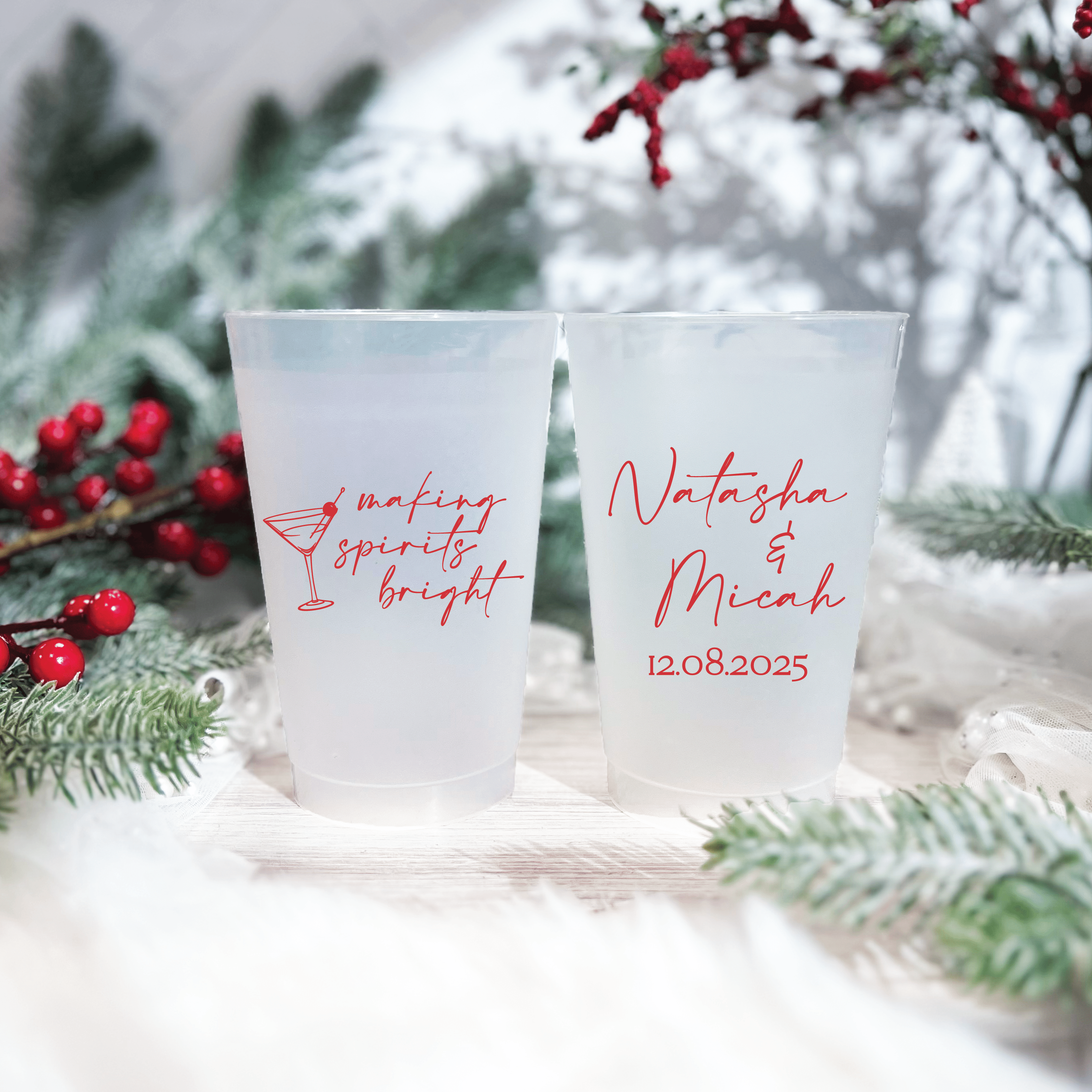 Making Spirits Bright Wedding Frosted Plastic Cups - Cup - Frosted