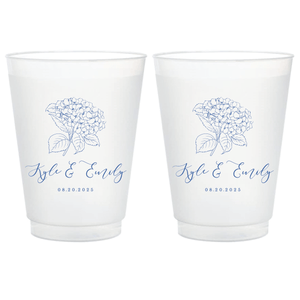Summer Hydrangea Personalized Frosted Wedding Cups