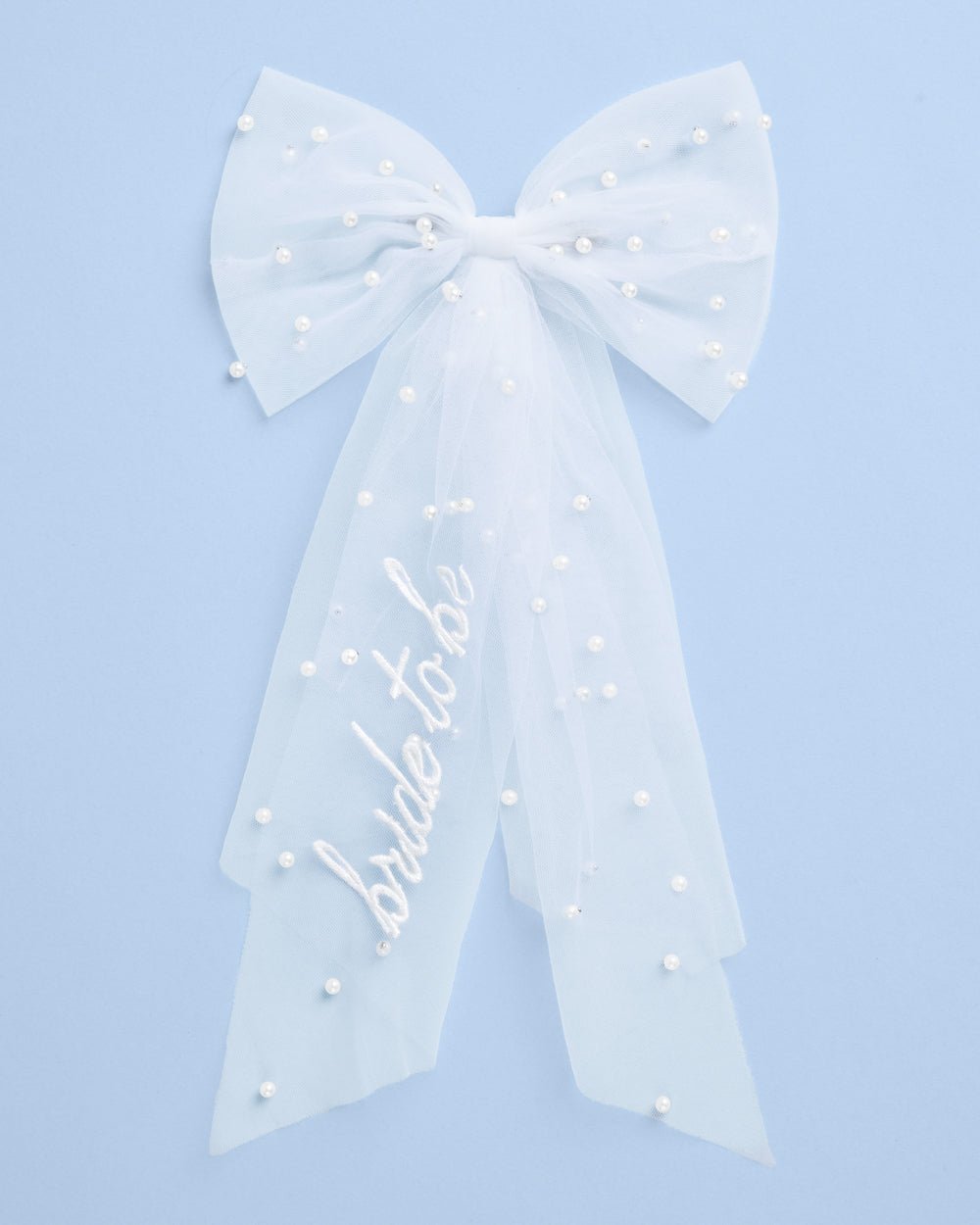 Pearl to Be Bow - white tulle bow w/ pearls