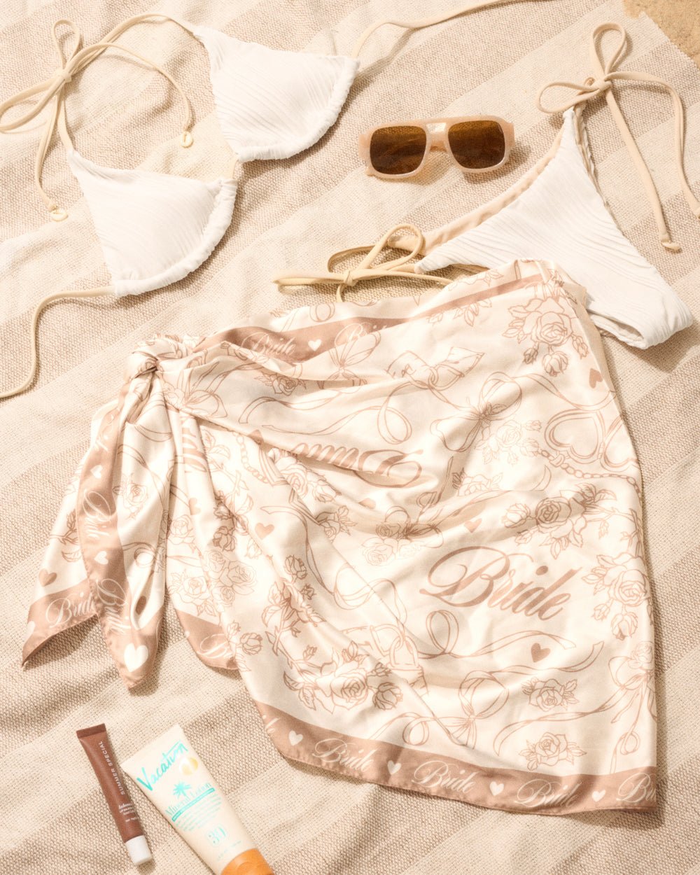 Neutral Bride Sarong - satin printed sarong