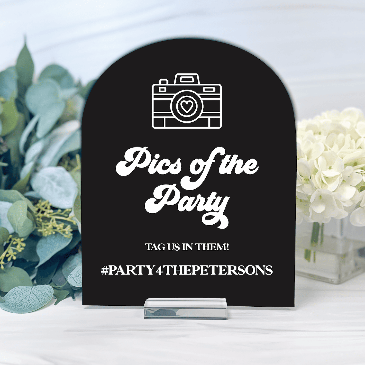 Pics of the Party Hashtag Wedding Sign