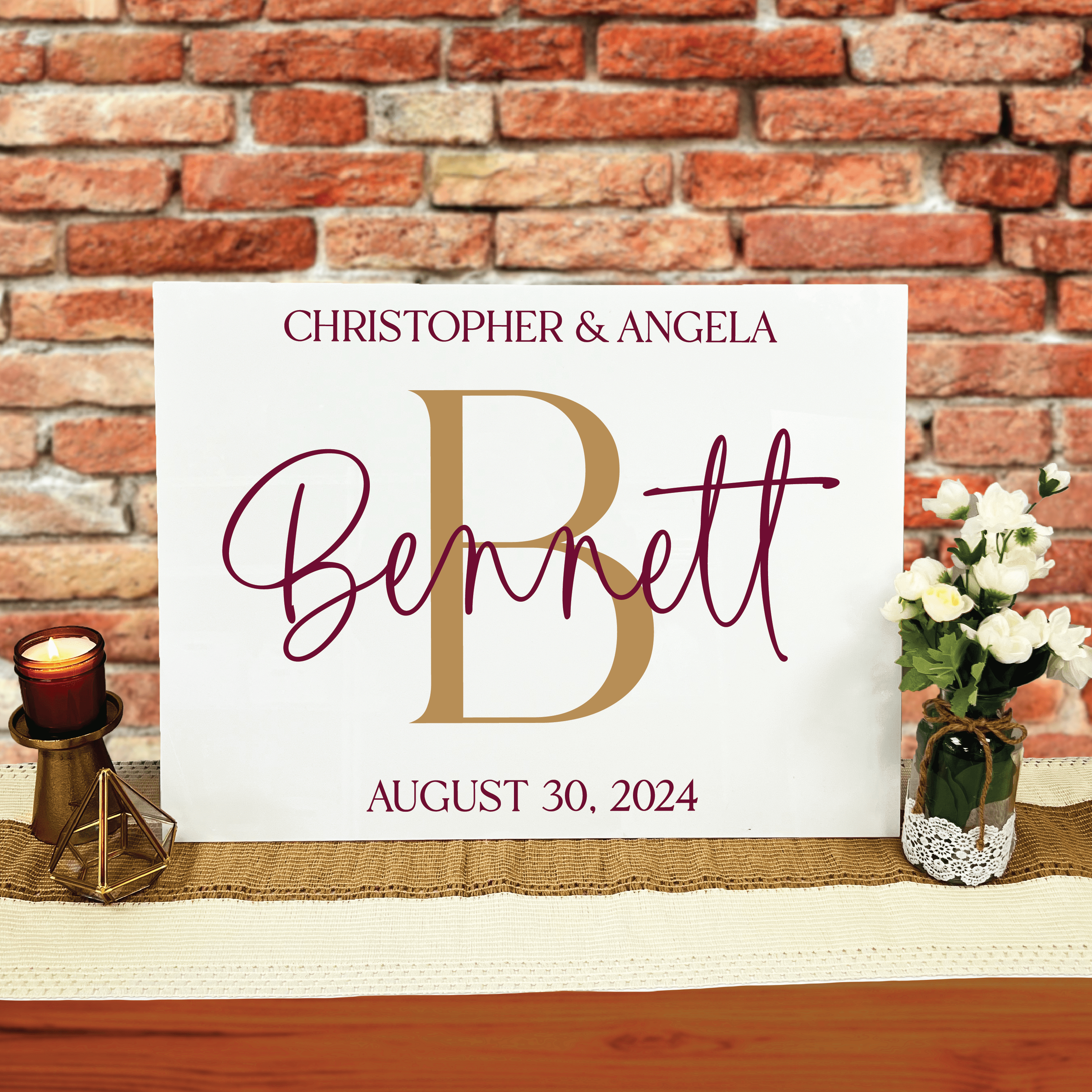 Last Name & Initial Wedding Welcome Sign - Welcome Sign