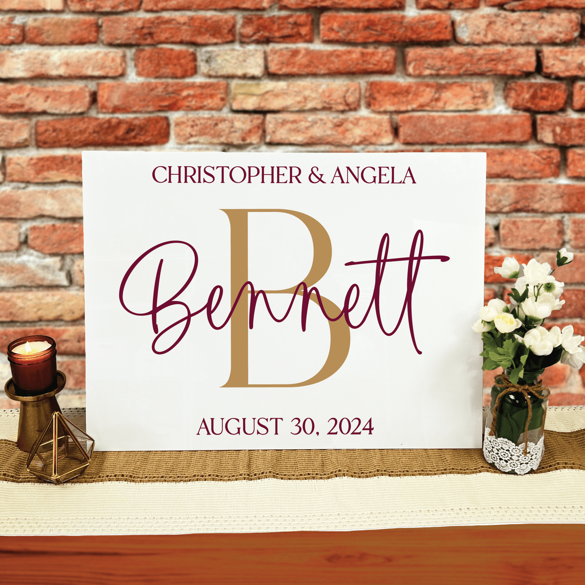 Last Name & Initial Wedding Welcome Sign - Welcome Sign