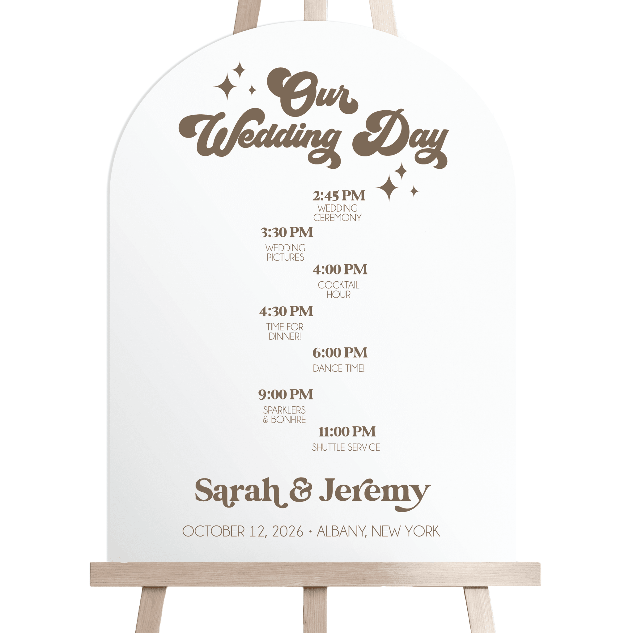 Groovy Arched Order of Events Welcome Sign - Welcome Sign