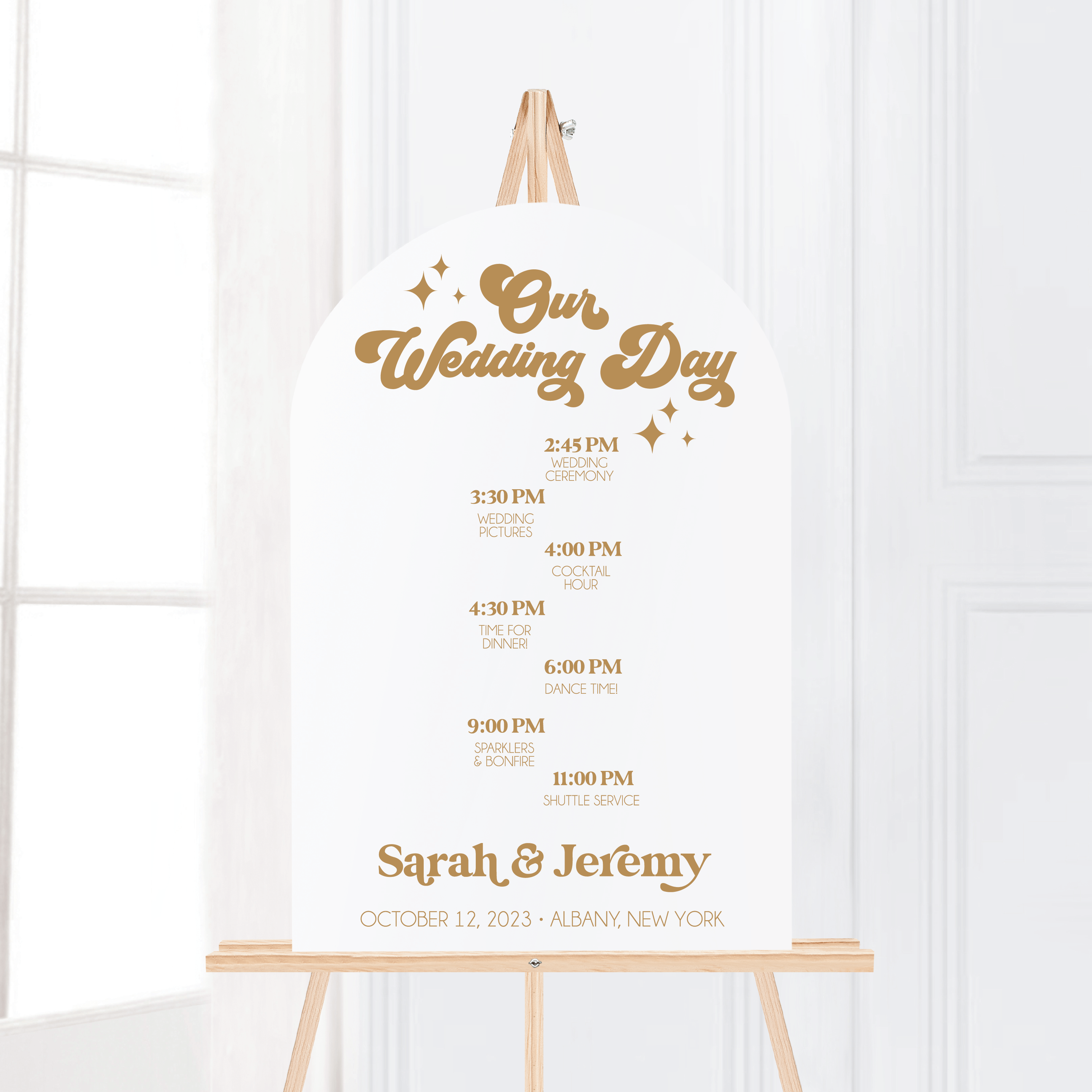 Groovy Arched Order of Events Welcome Sign - Welcome Sign