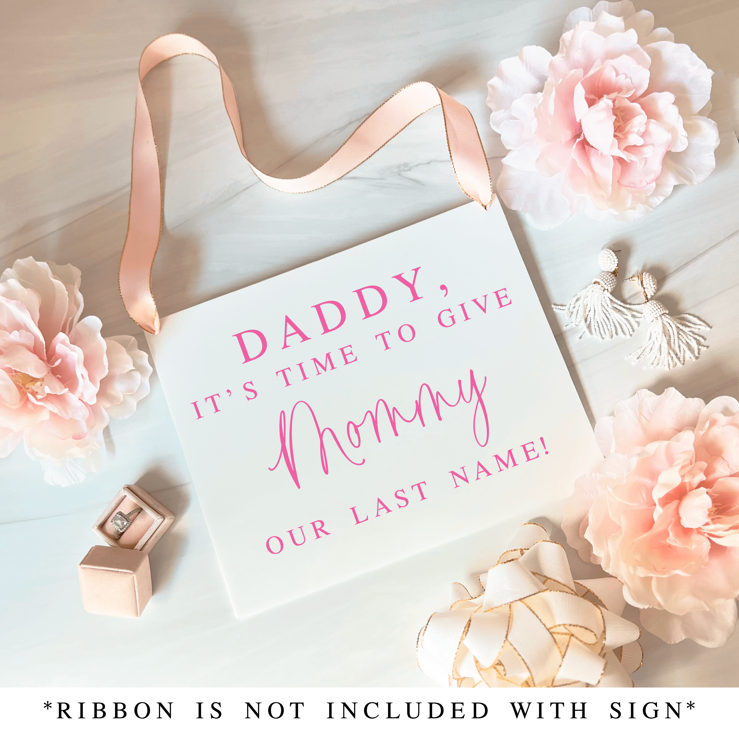 Time to Give Mommy Our Last Name Acrylic Wedding Sign - Table Signs