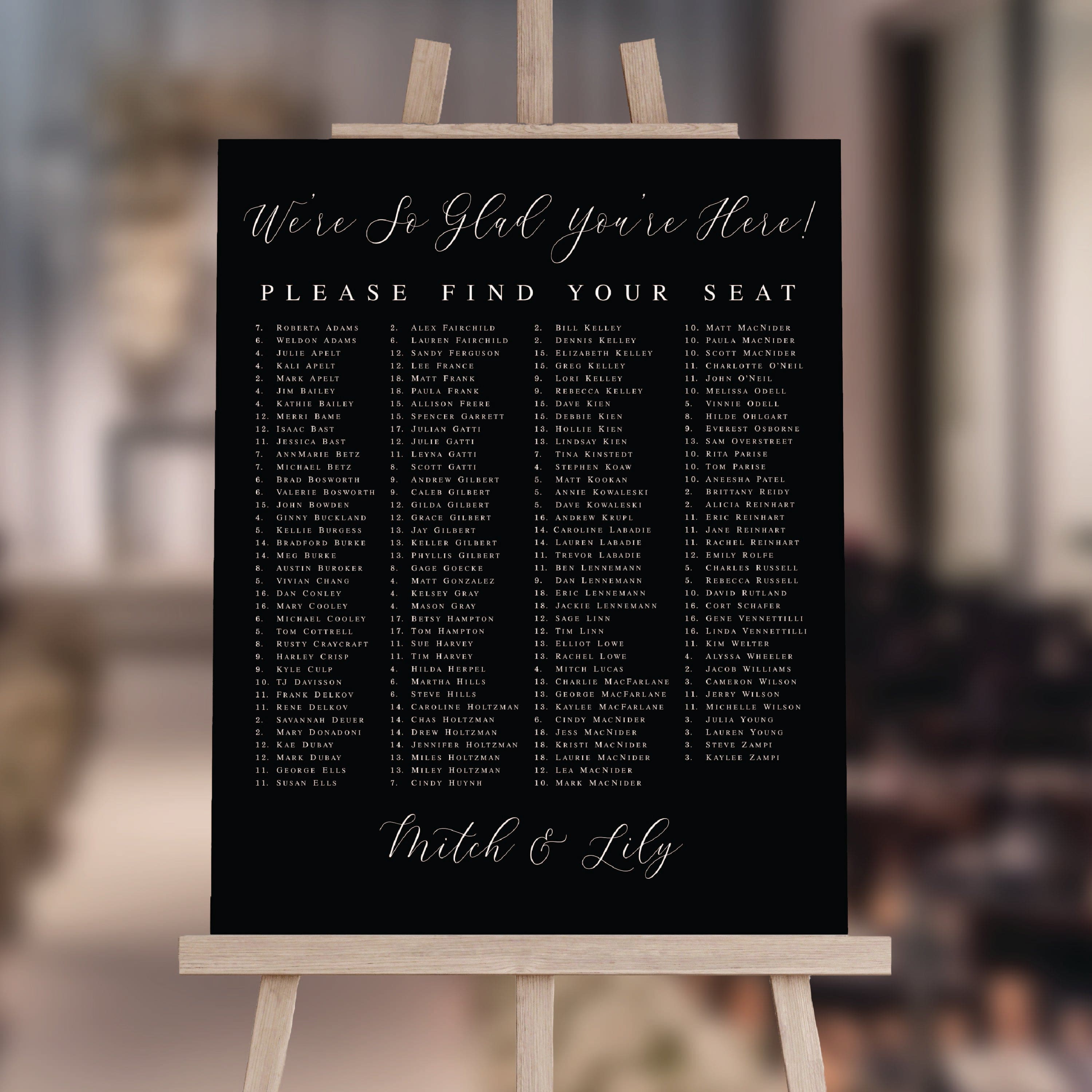 We're So Glad You're Here! Wedding Seating Chart Sign - Welcome Sign