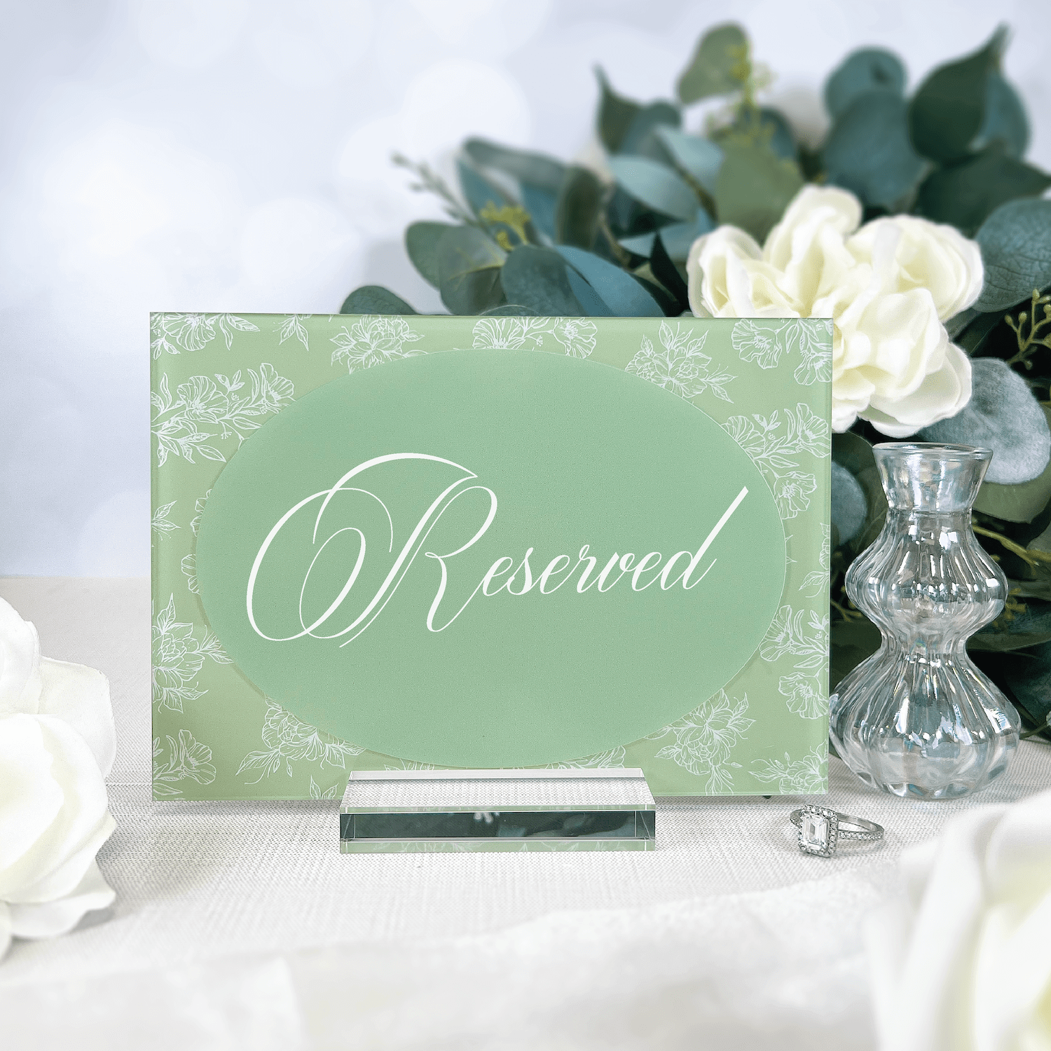 Toile Floral Chinoiserie Reserved Acrylic Sign