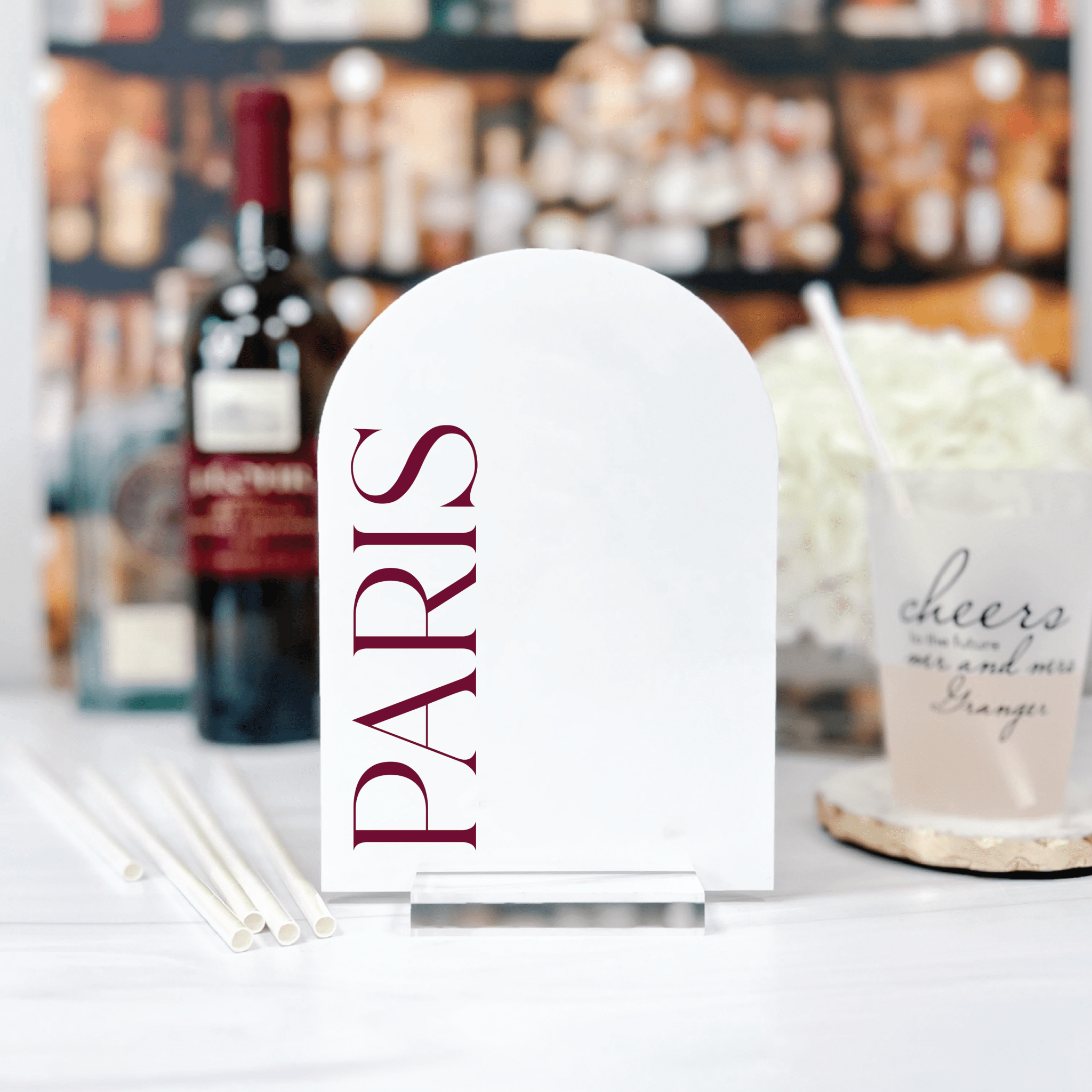 Famous Cities Arched Acrylic Table Numbers - Table Numbers