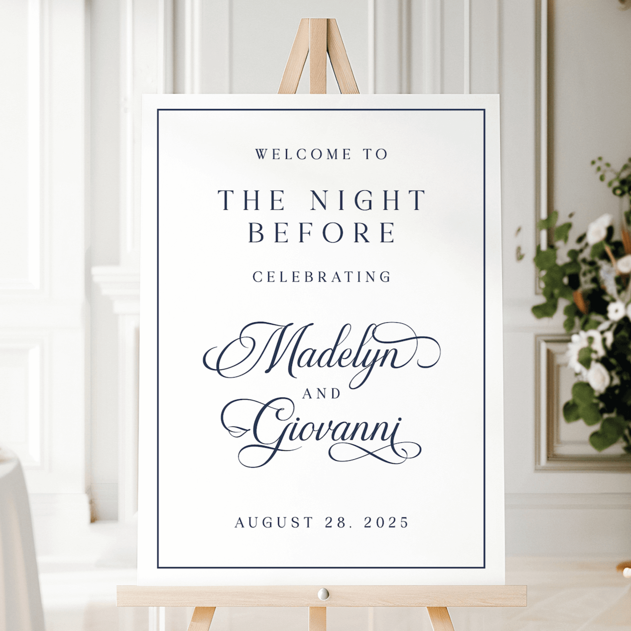 Elegant Night Before Rehearsal Dinner Welcome Sign