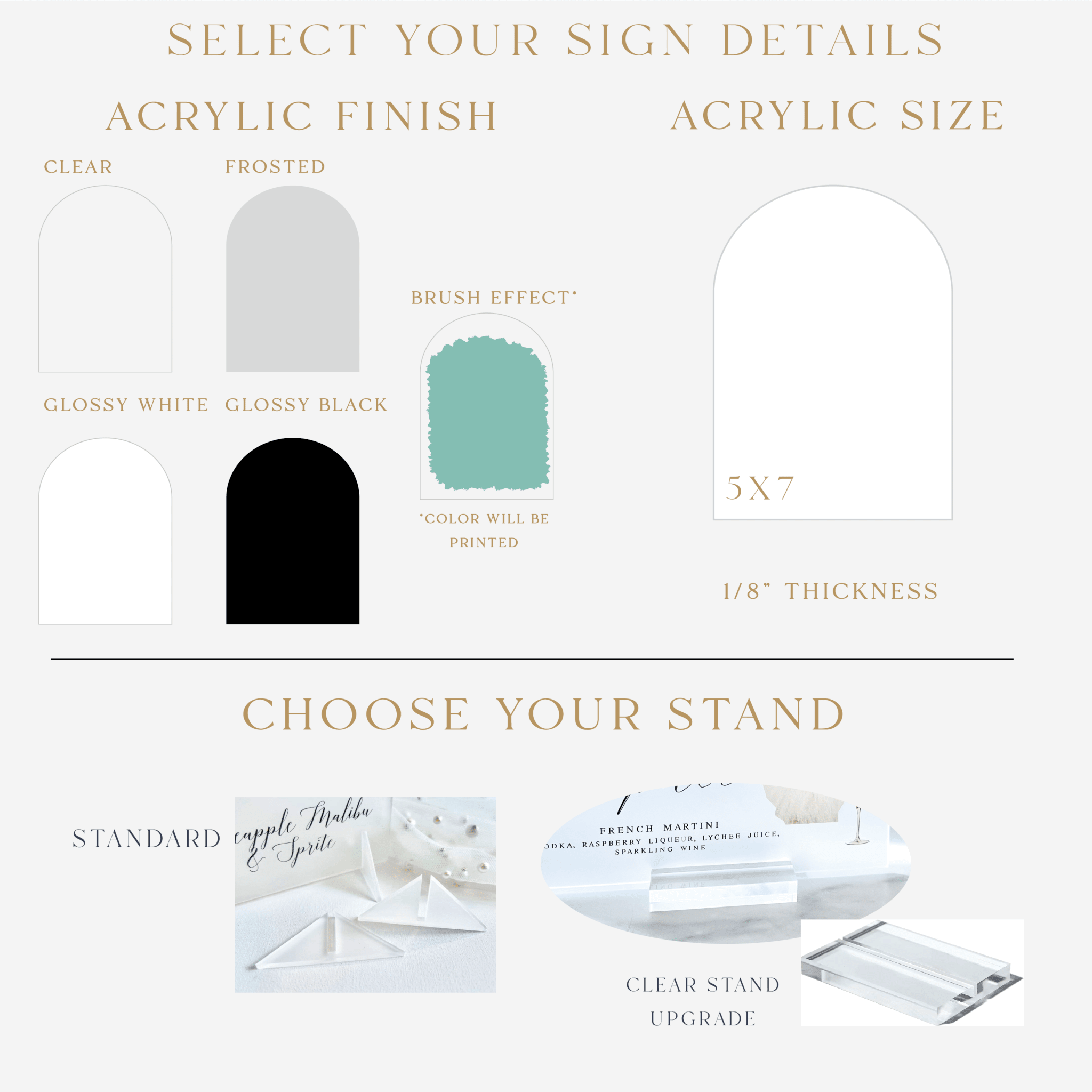 Classic Arched Acrylic Table Numbers - Table Numbers