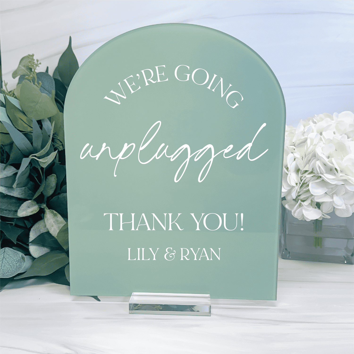 We’re Going Unplugged Acrylic Wedding Sign