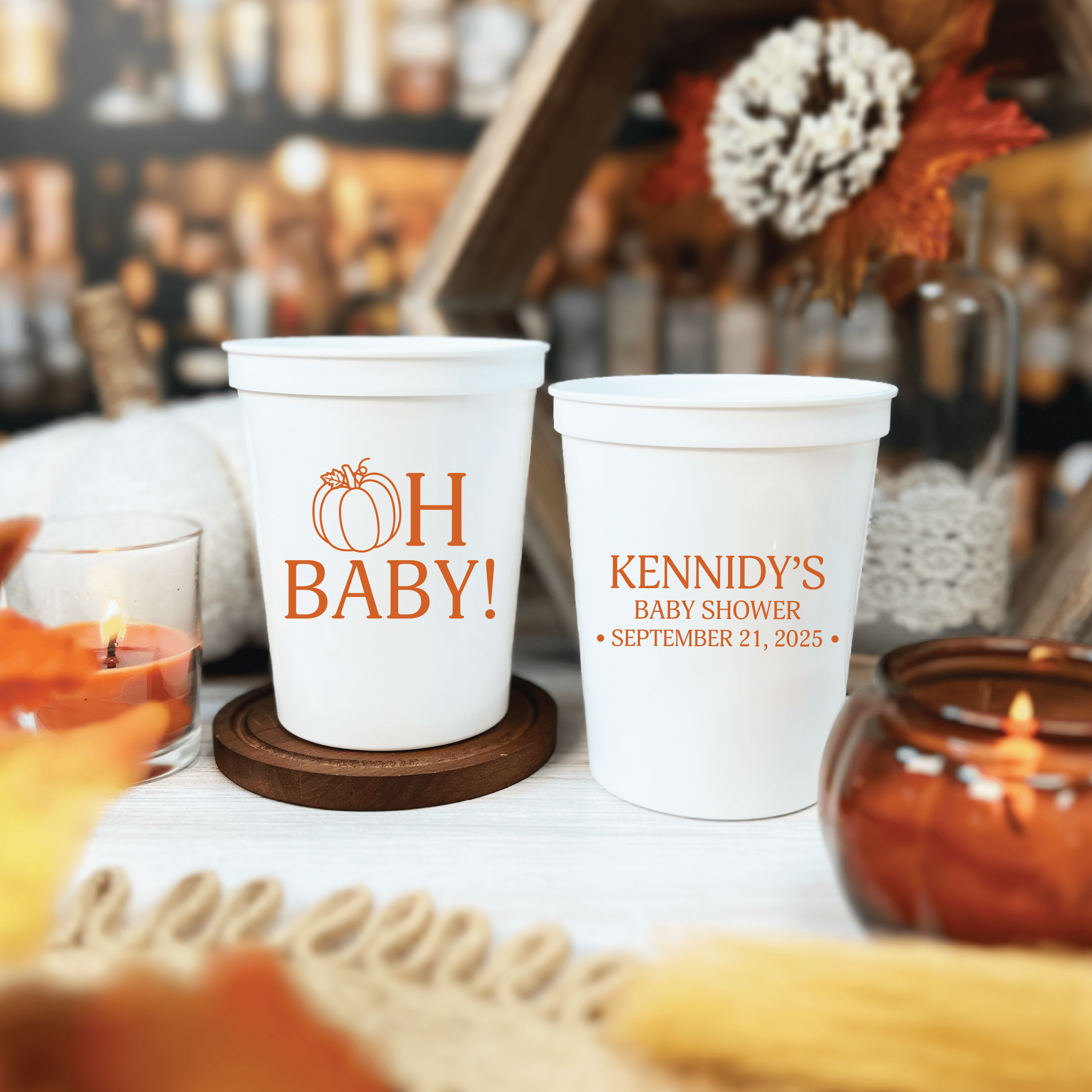 Fall Oh Baby Personalized Baby Shower Stadium Cups - Cup - Stadium