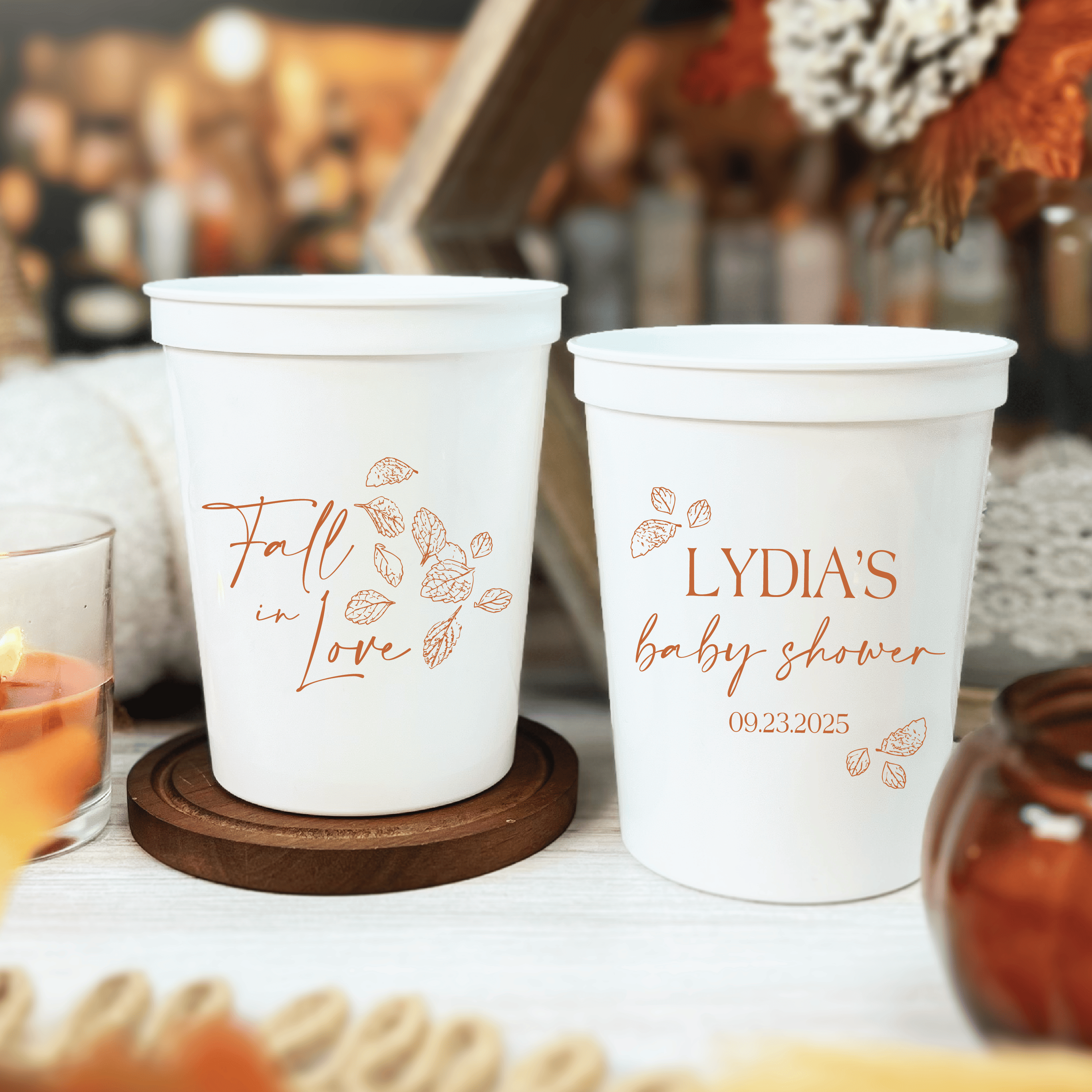 Fall in Love Personalized Baby Shower Stadium Cups - Cup - Stadium