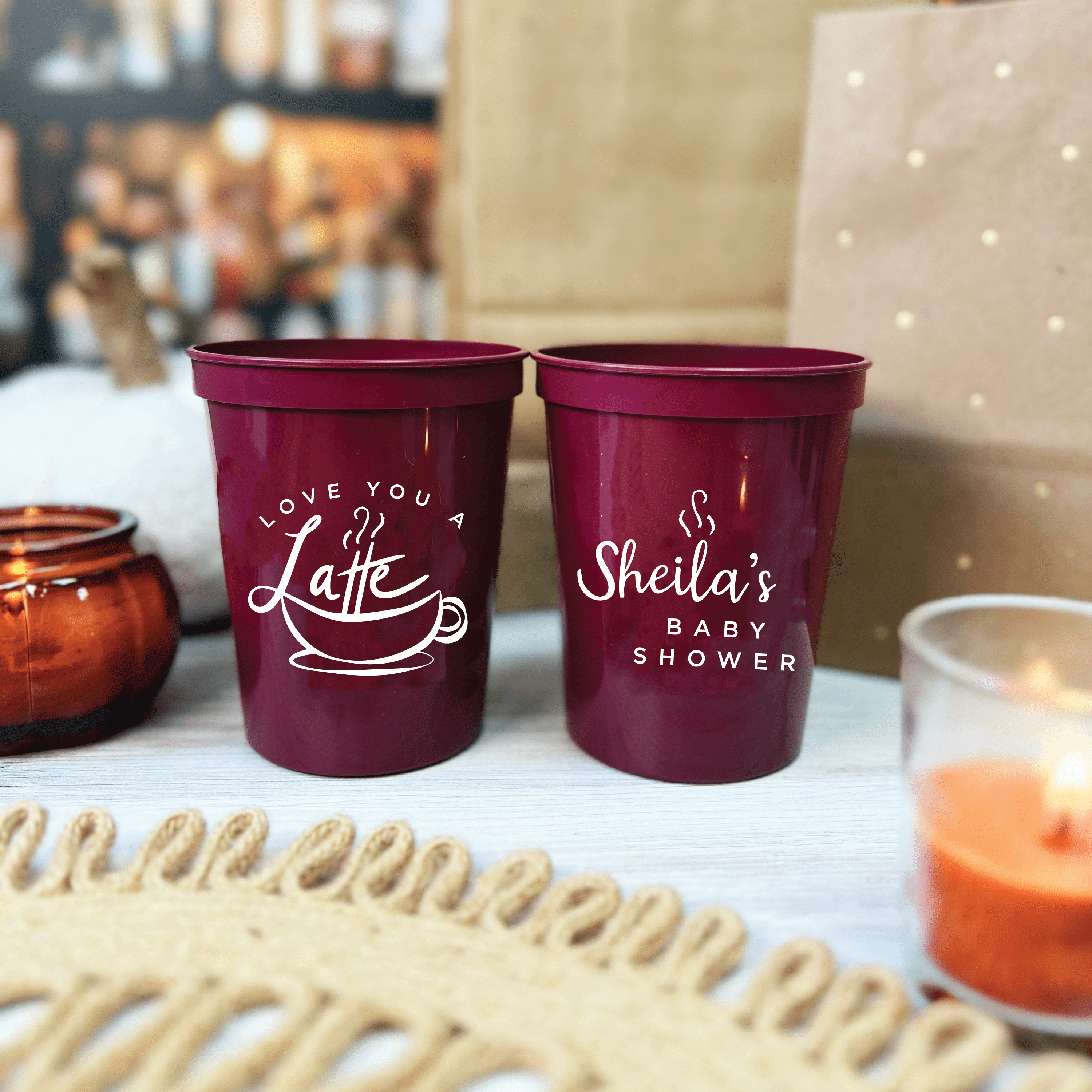 Love You a Latte Personalized Baby Shower Stadium Cups - Cup - Stadium