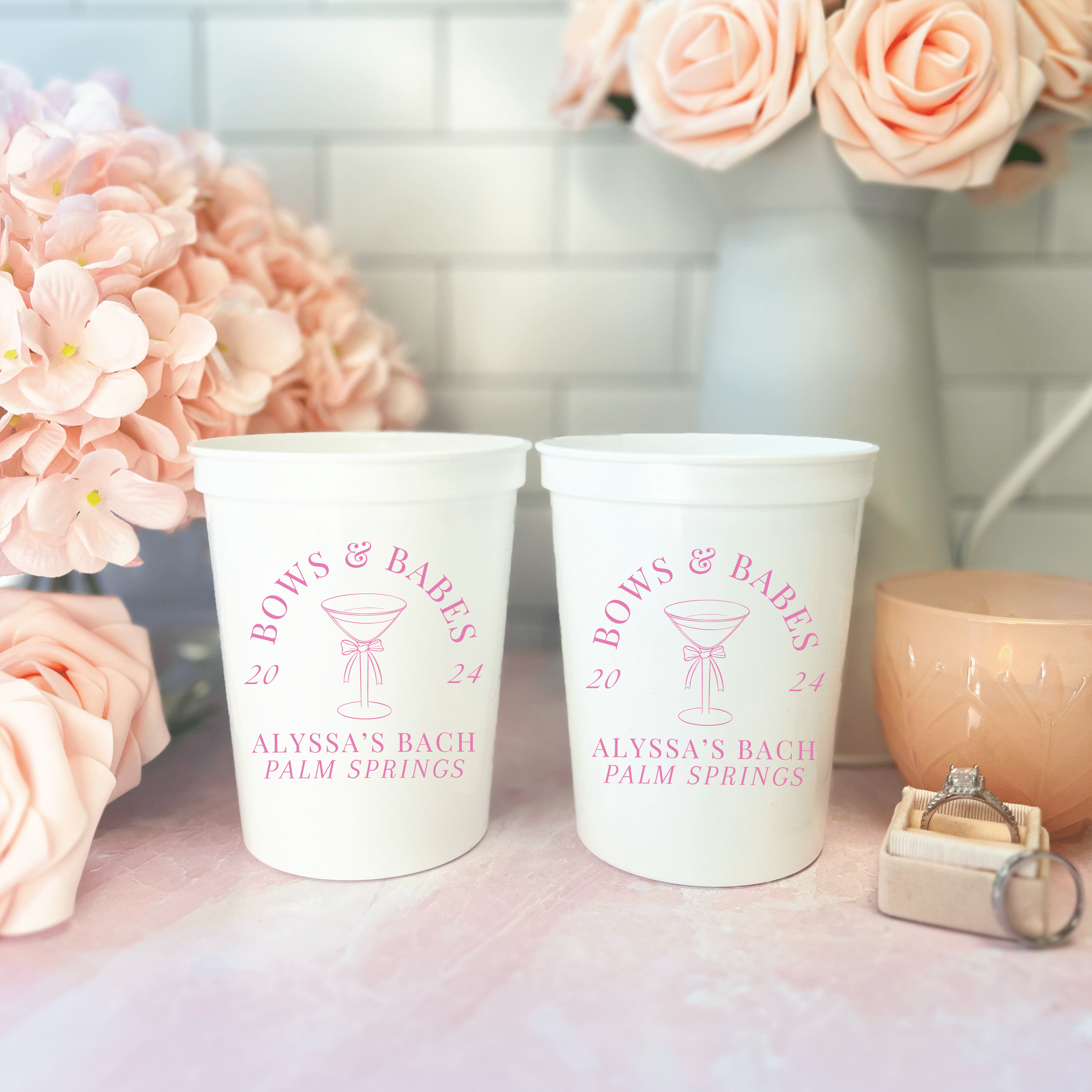Custom Bows & Babes Bachelorette Stadium Cups - Cups - Stadium - Bachelorette