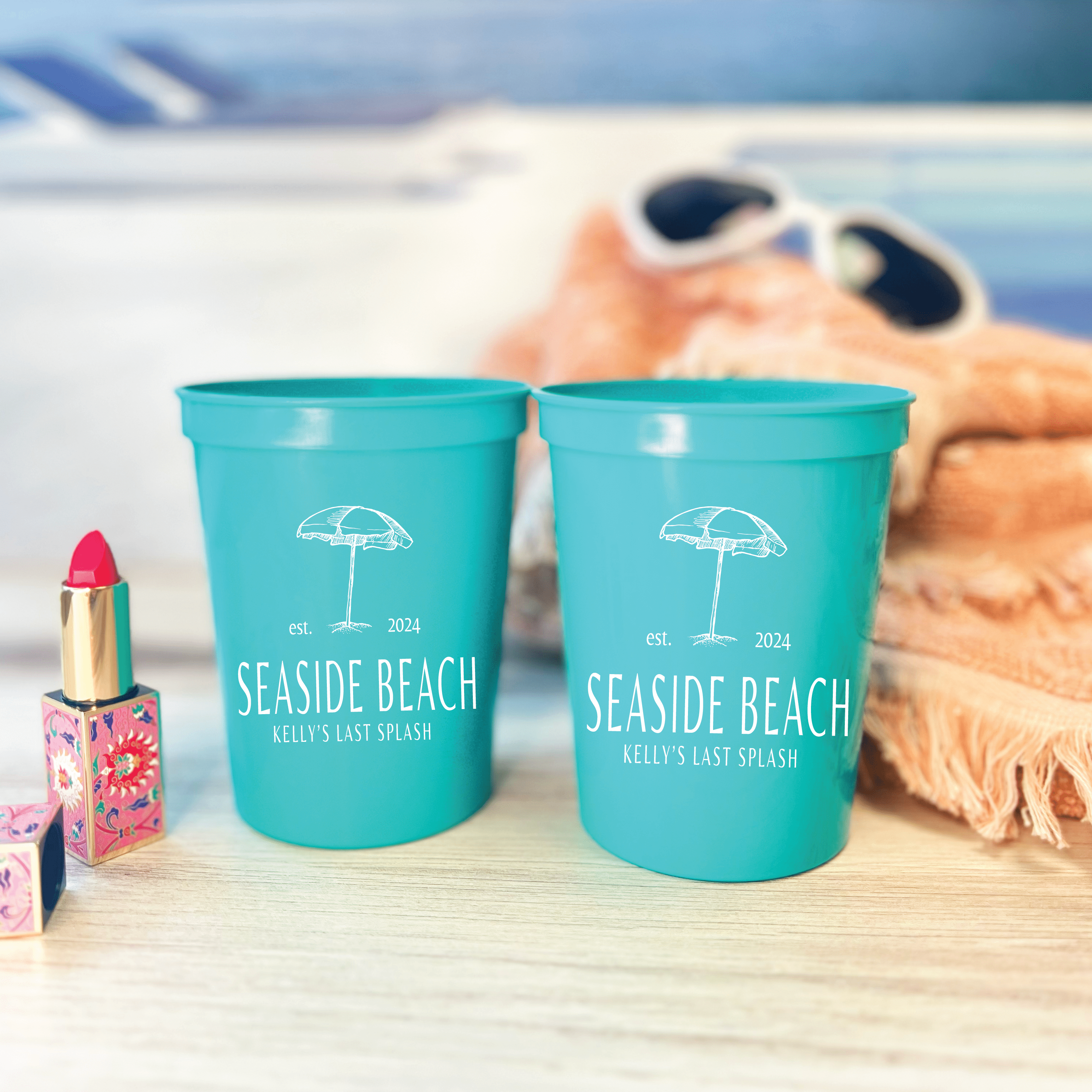 Custom Seaside Bachelorette Stadium Cups - Cups - Stadium - Bachelorette
