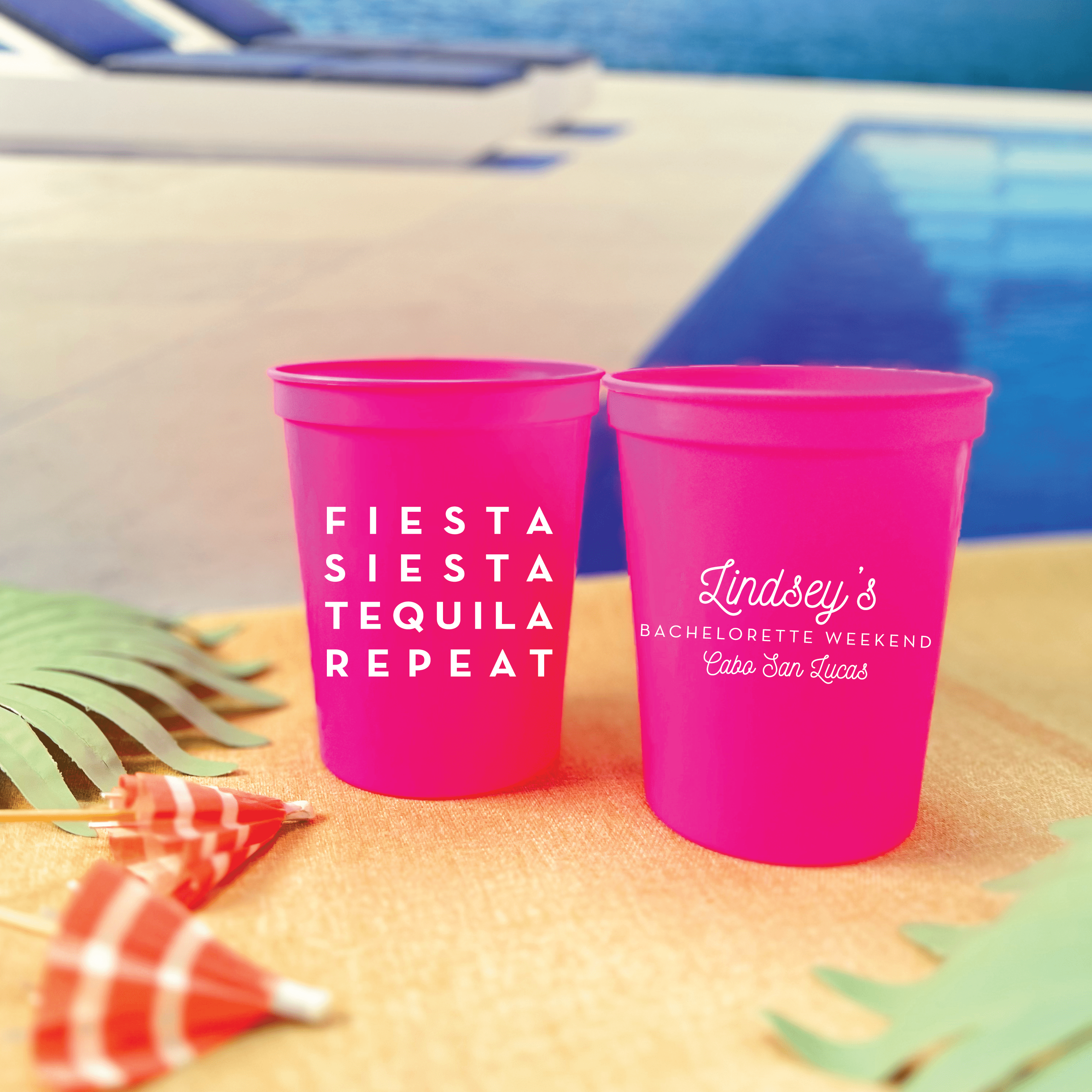 Fiesta Siesta Tequila Repeat Bachelorette Stadium Cups - Cups - Stadium - Bachelorette