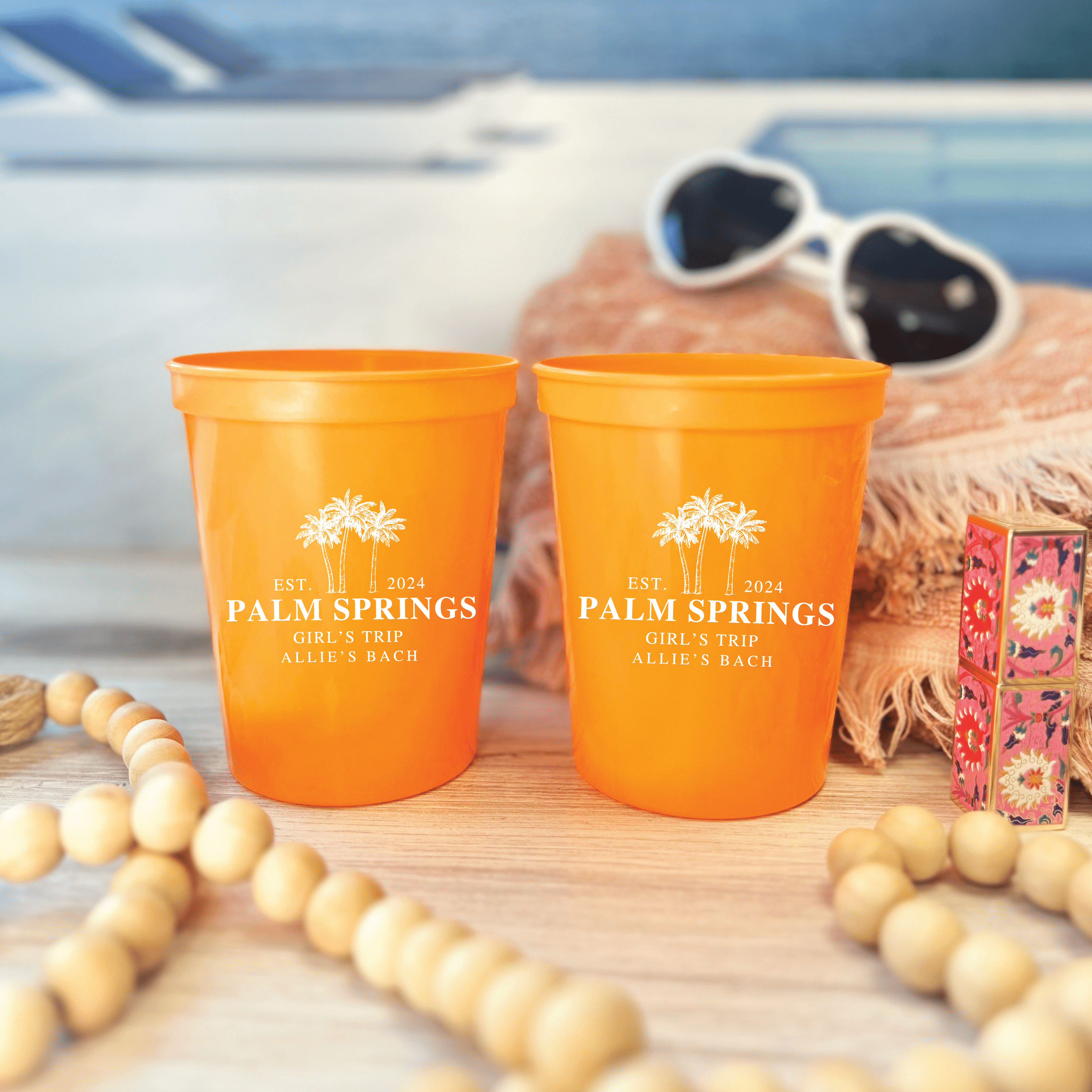 Custom Location Palm Tree Bachelorette Stadium Cups - Cups - Stadium - Bachelorette