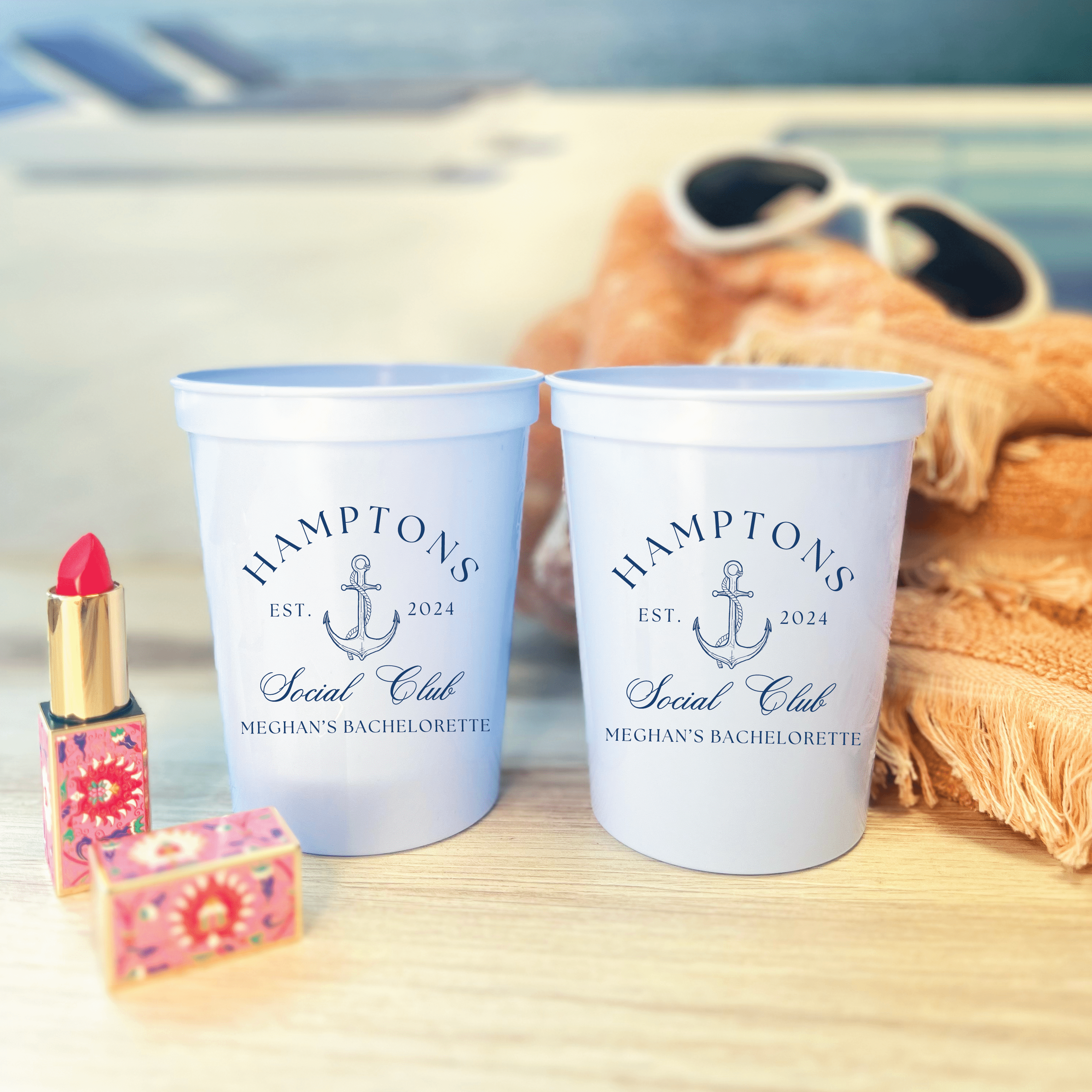 Custom Nautical Social Club Bachelorette Stadium Cups - Cups - Stadium - Bachelorette