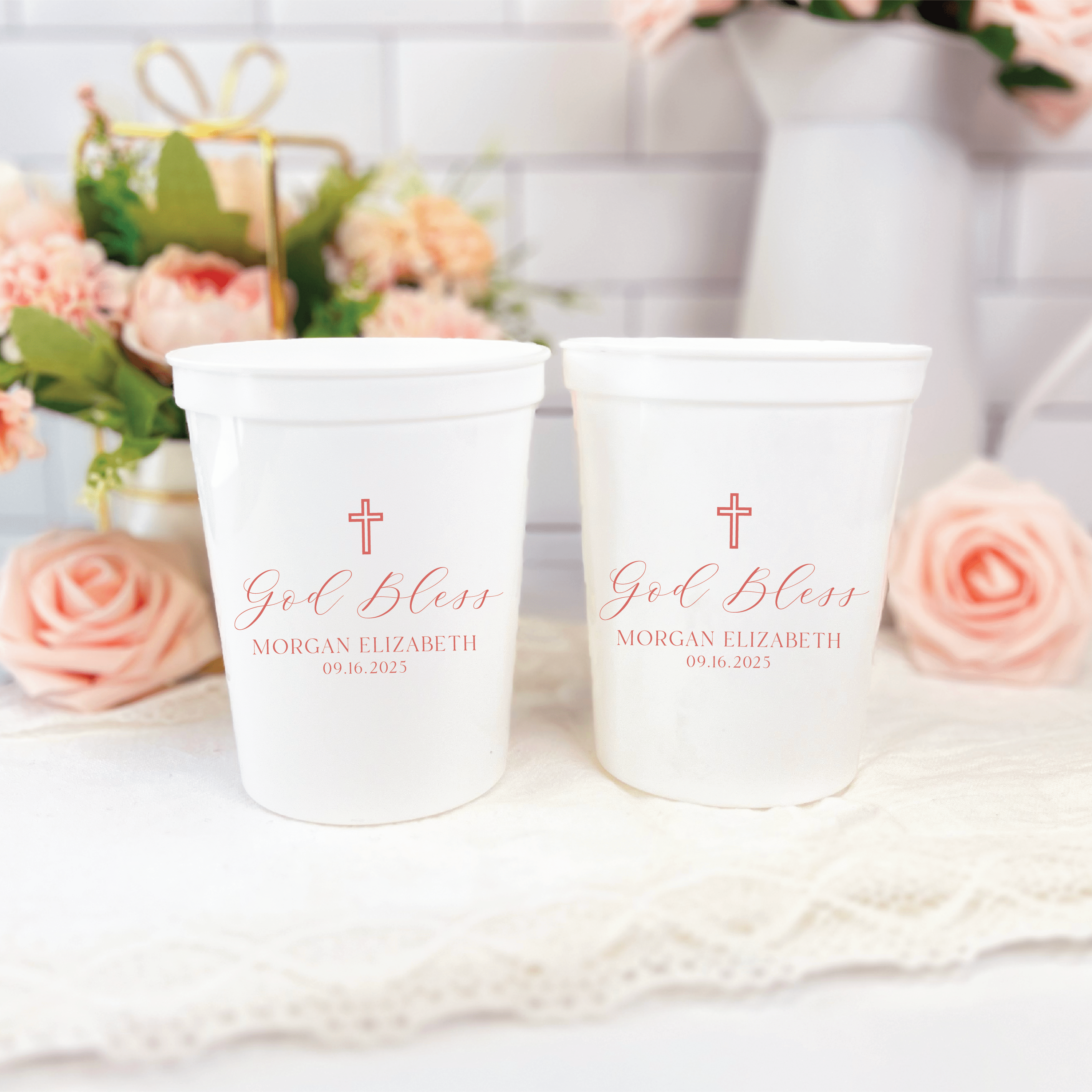 Elegant God Bless Personalized Religious Stadium Cups - Cup - Stadium