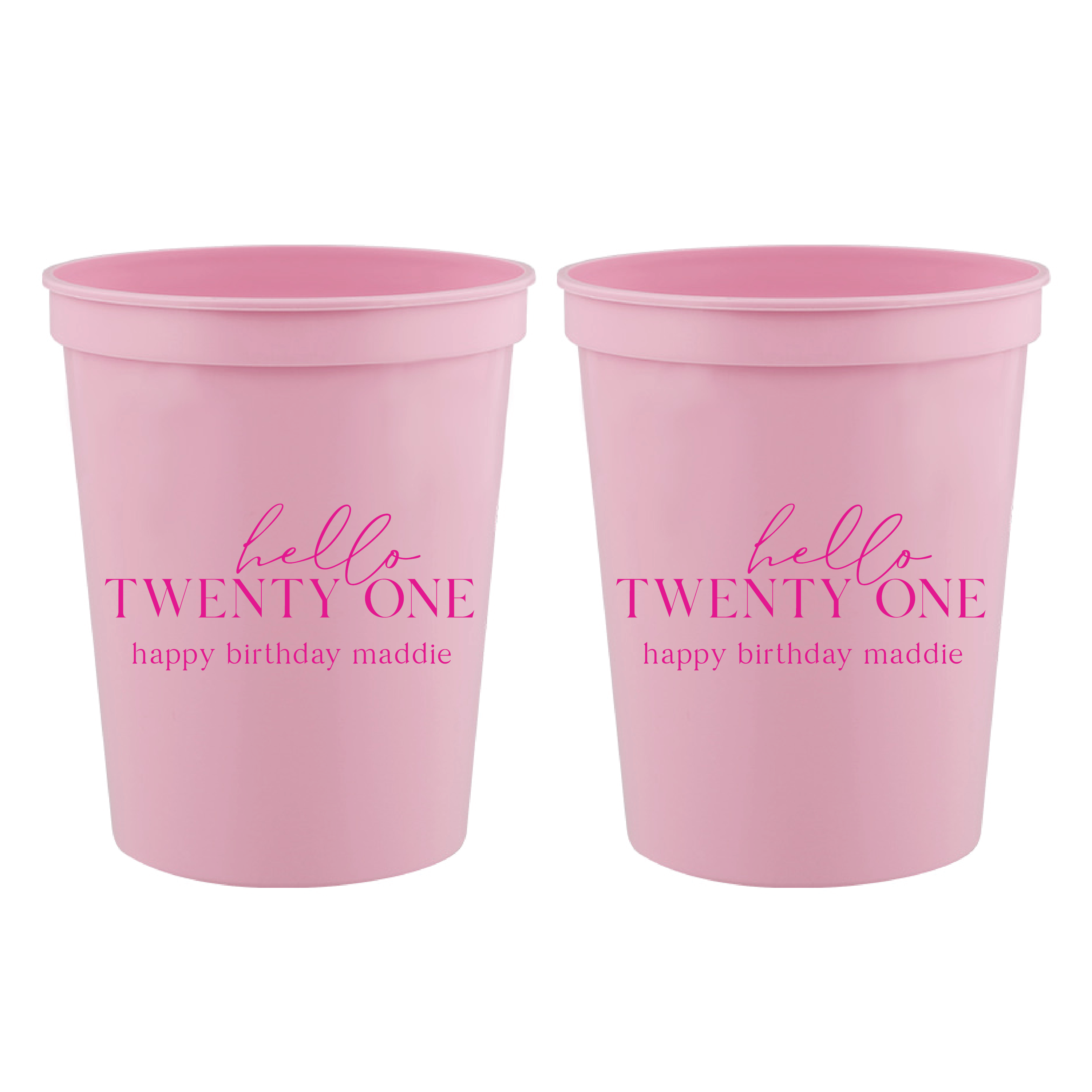 Hello Twenty-One Birthday Stadium Cups