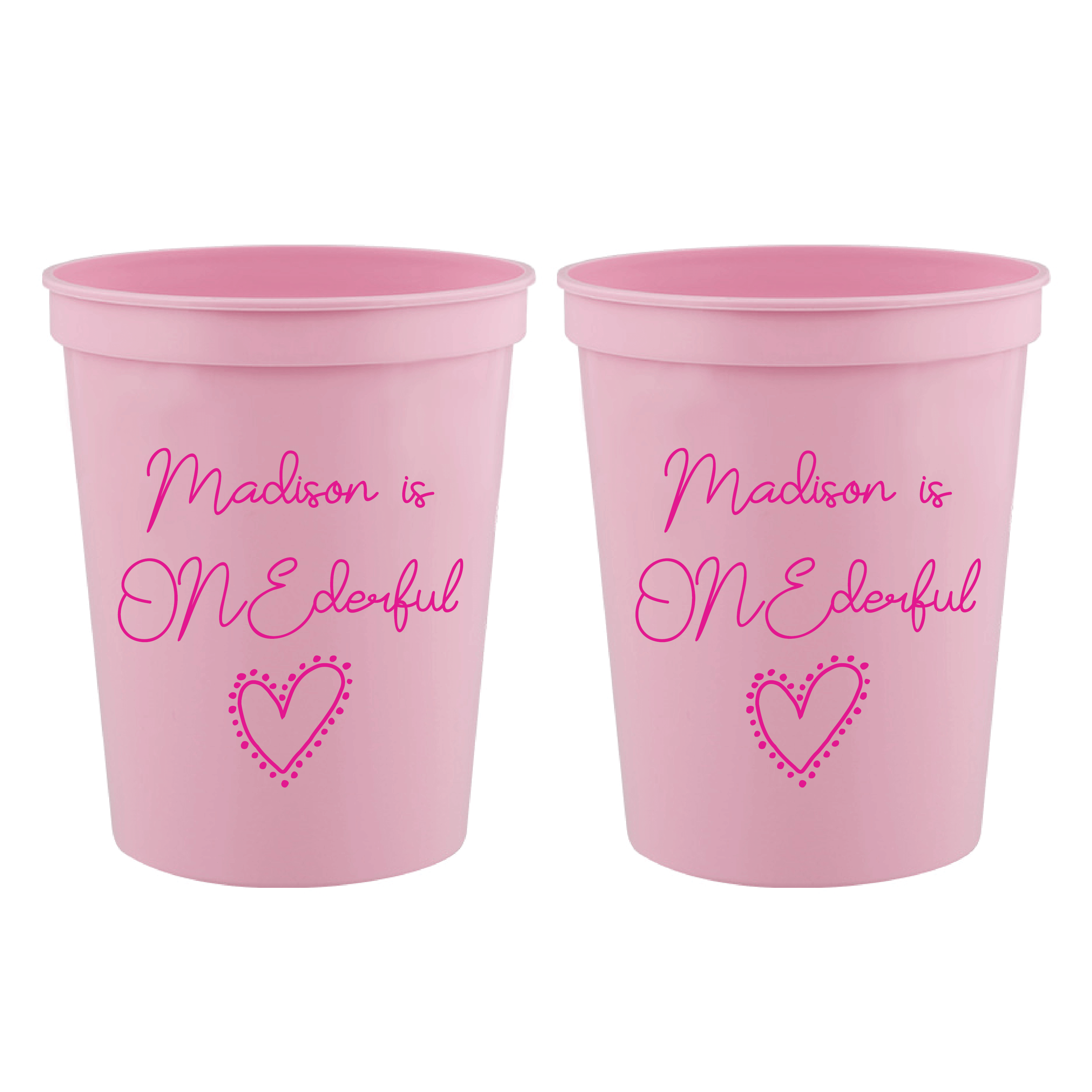Ms ONEderful Heart Birthday Stadium Party Cups