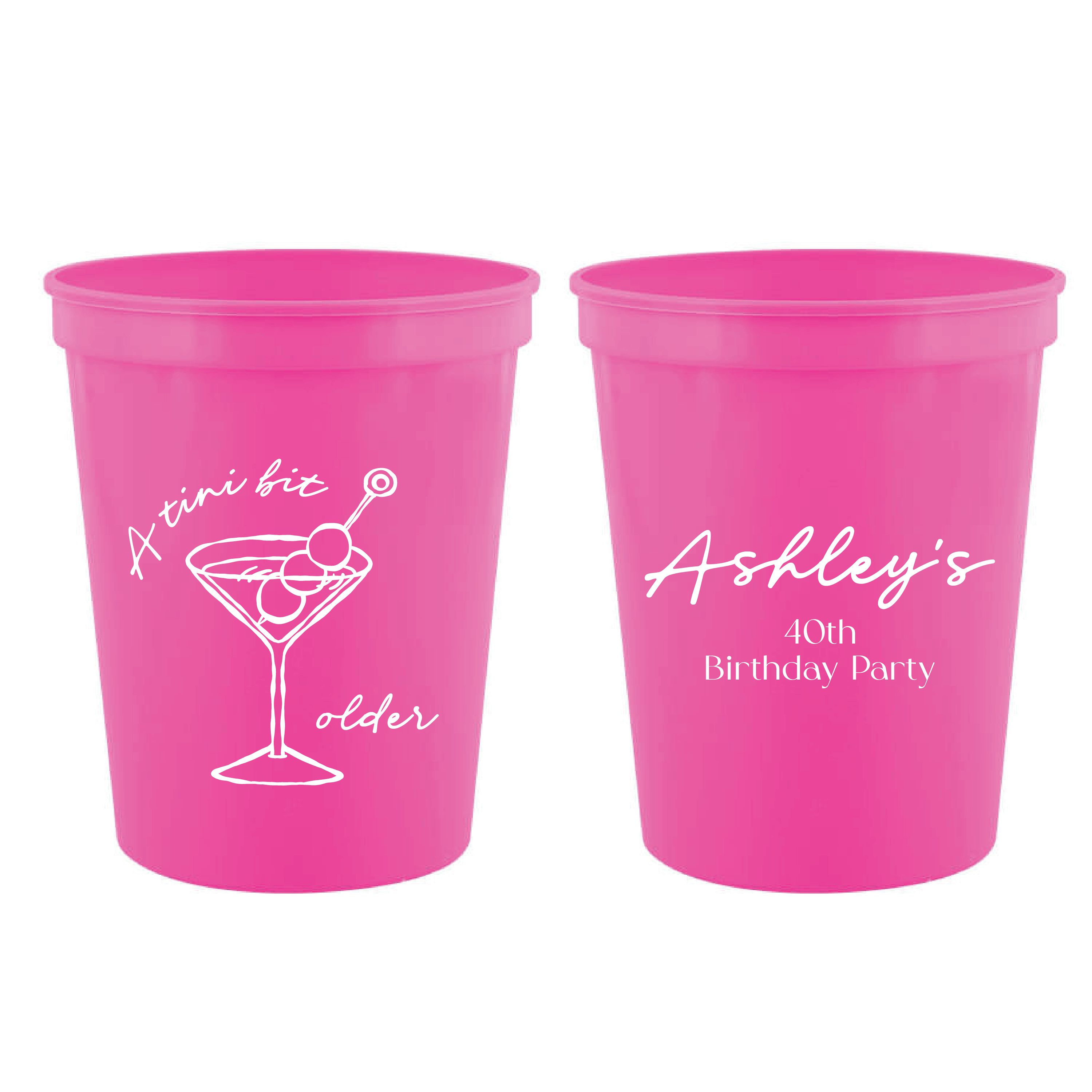 Martinis & Milestones Birthday Stadium Cups