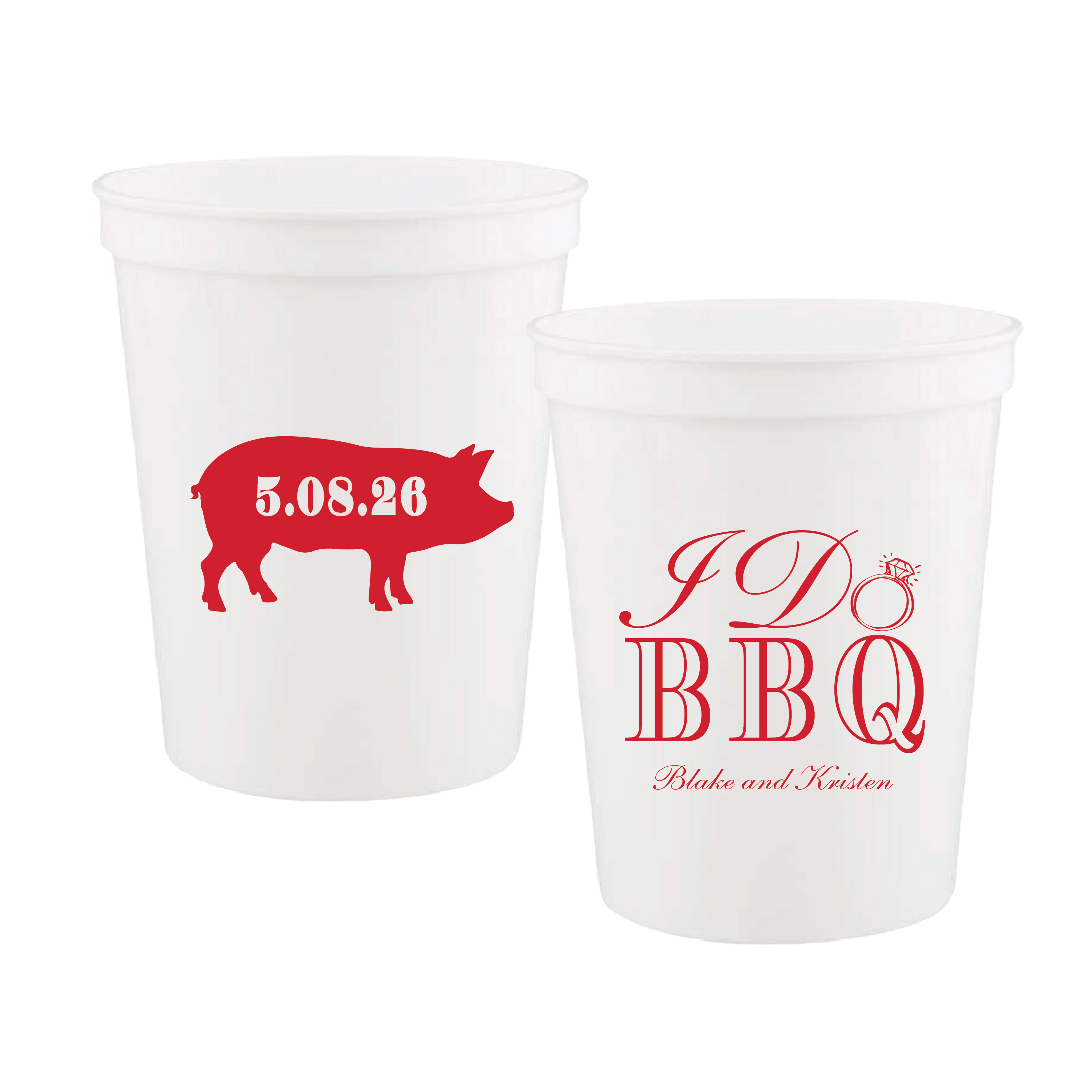 I Do BBQ with Pig Rehearsal Dinner Wedding Stadium Cups - Cup - Stadium