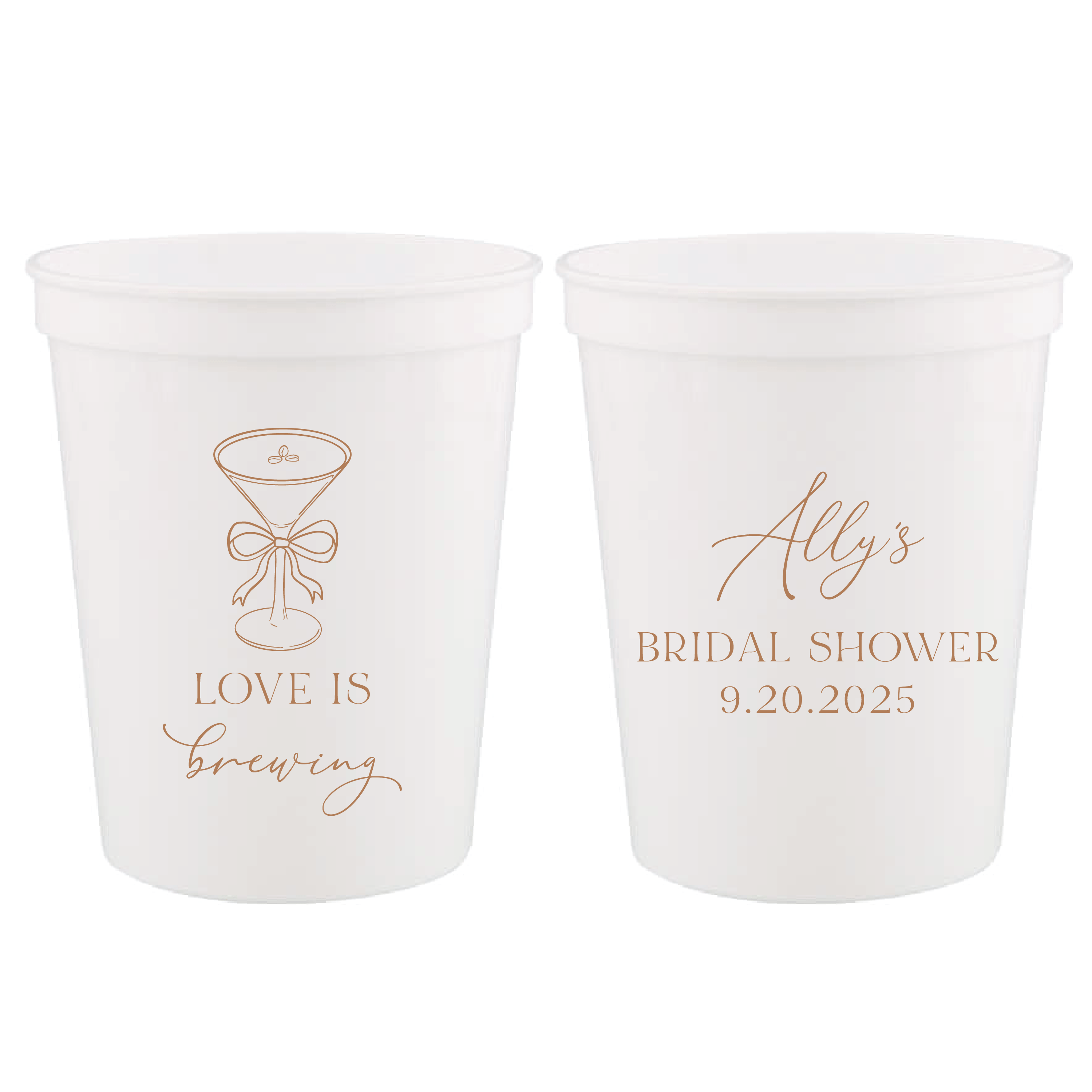 Love Is Brewing Bridal Shower Stadium Cups