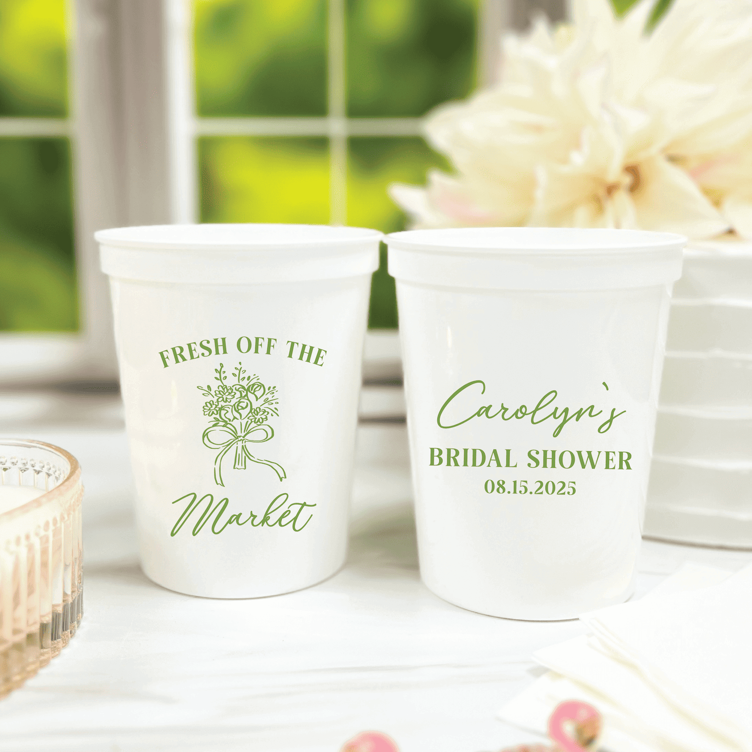 Fresh Off The Market Bridal Shower Stadium Cups