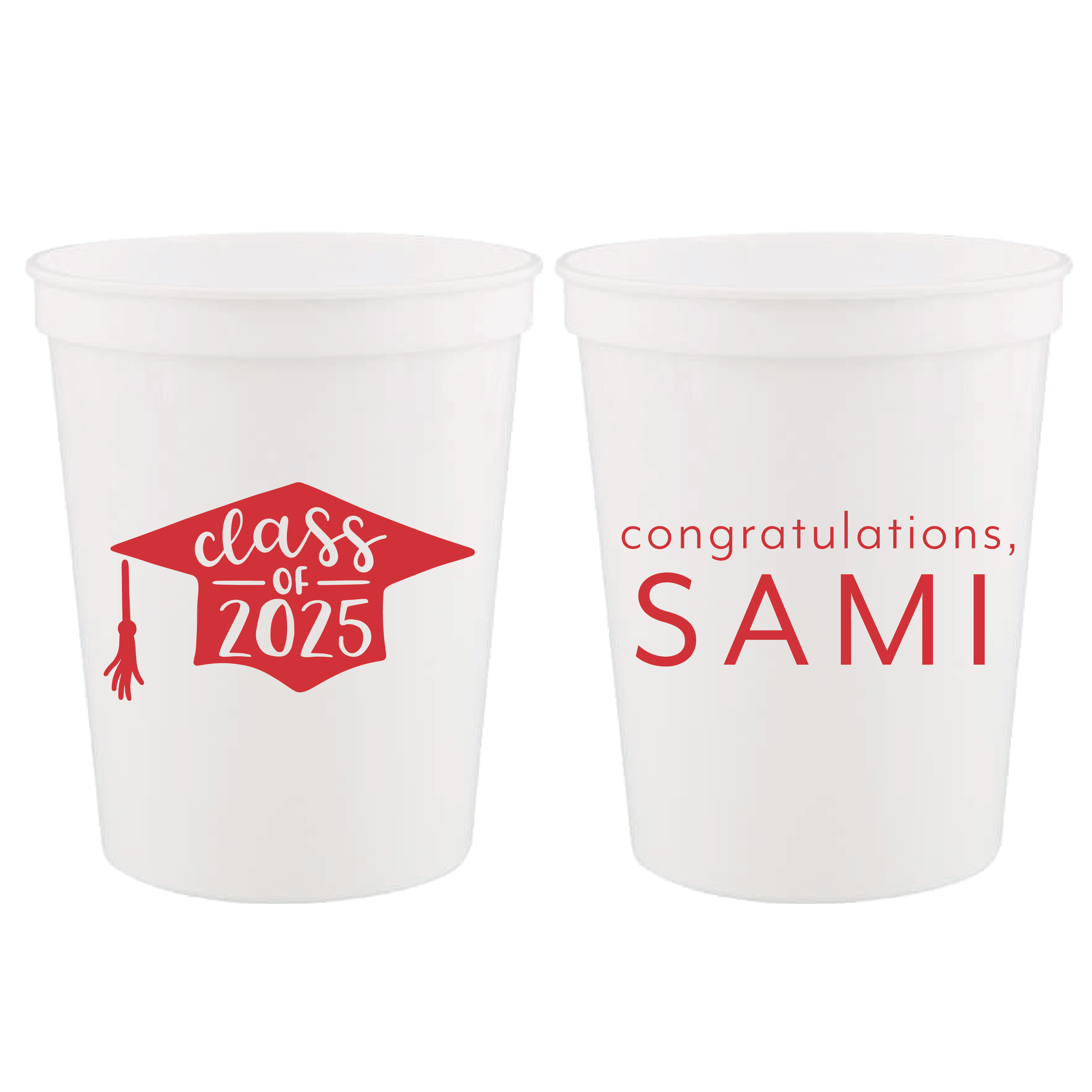 Personalized Graduation Cap Stadium Plastic Cups - Cup - Stadium