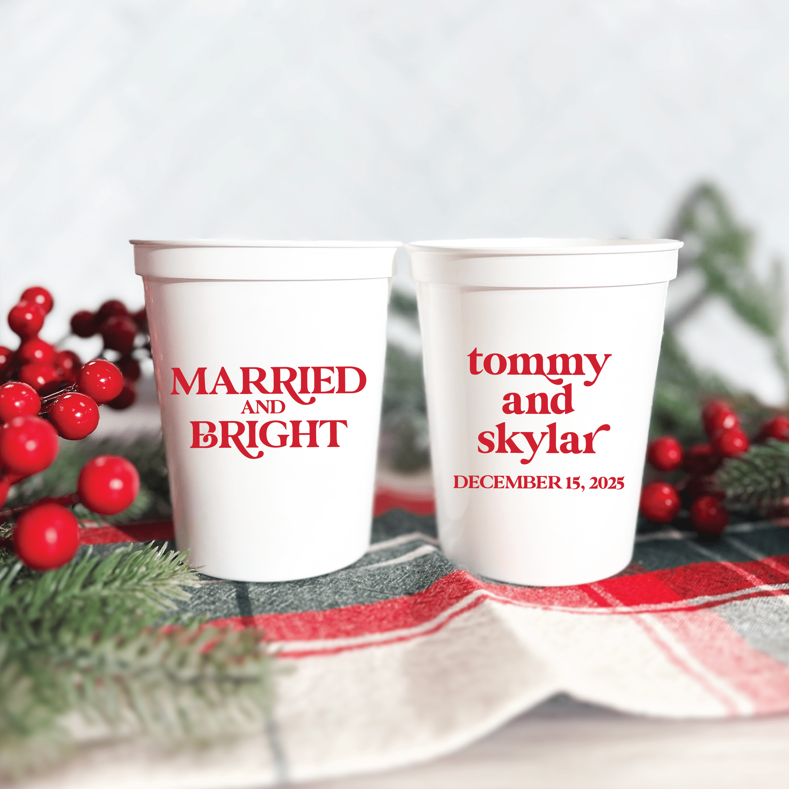 Married And Bright Wedding Stadium Cups - Cup - Stadium