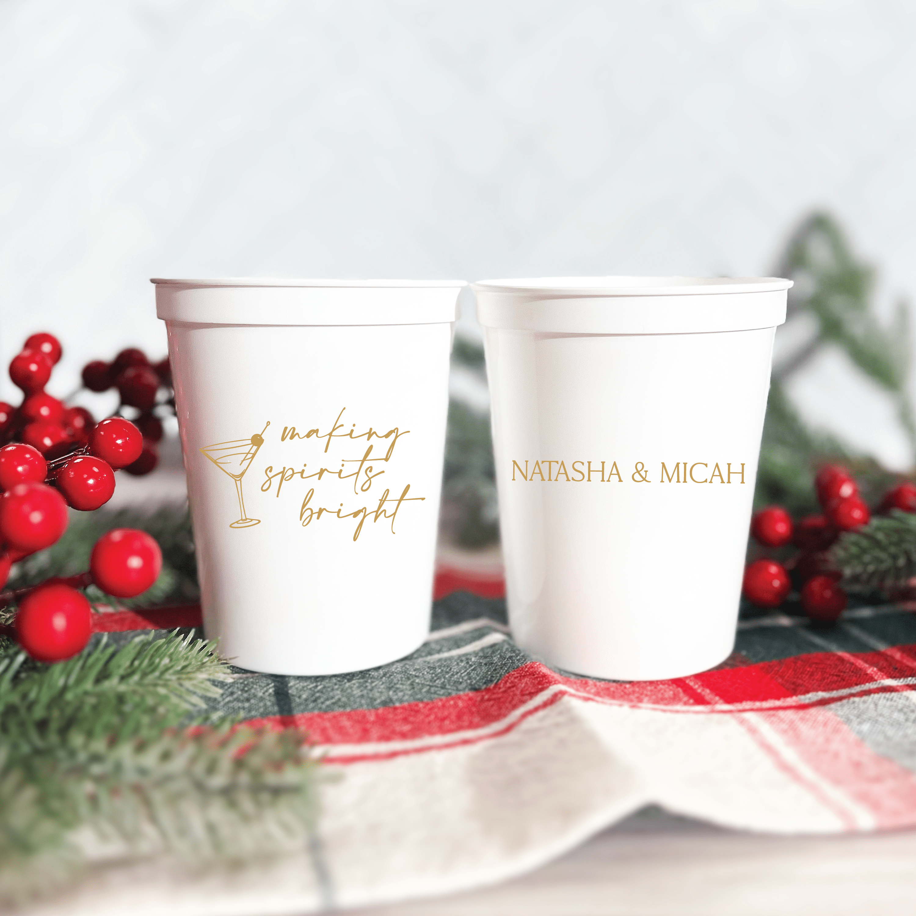 Making Spirits Bright Wedding Stadium Cups - Cup - Stadium