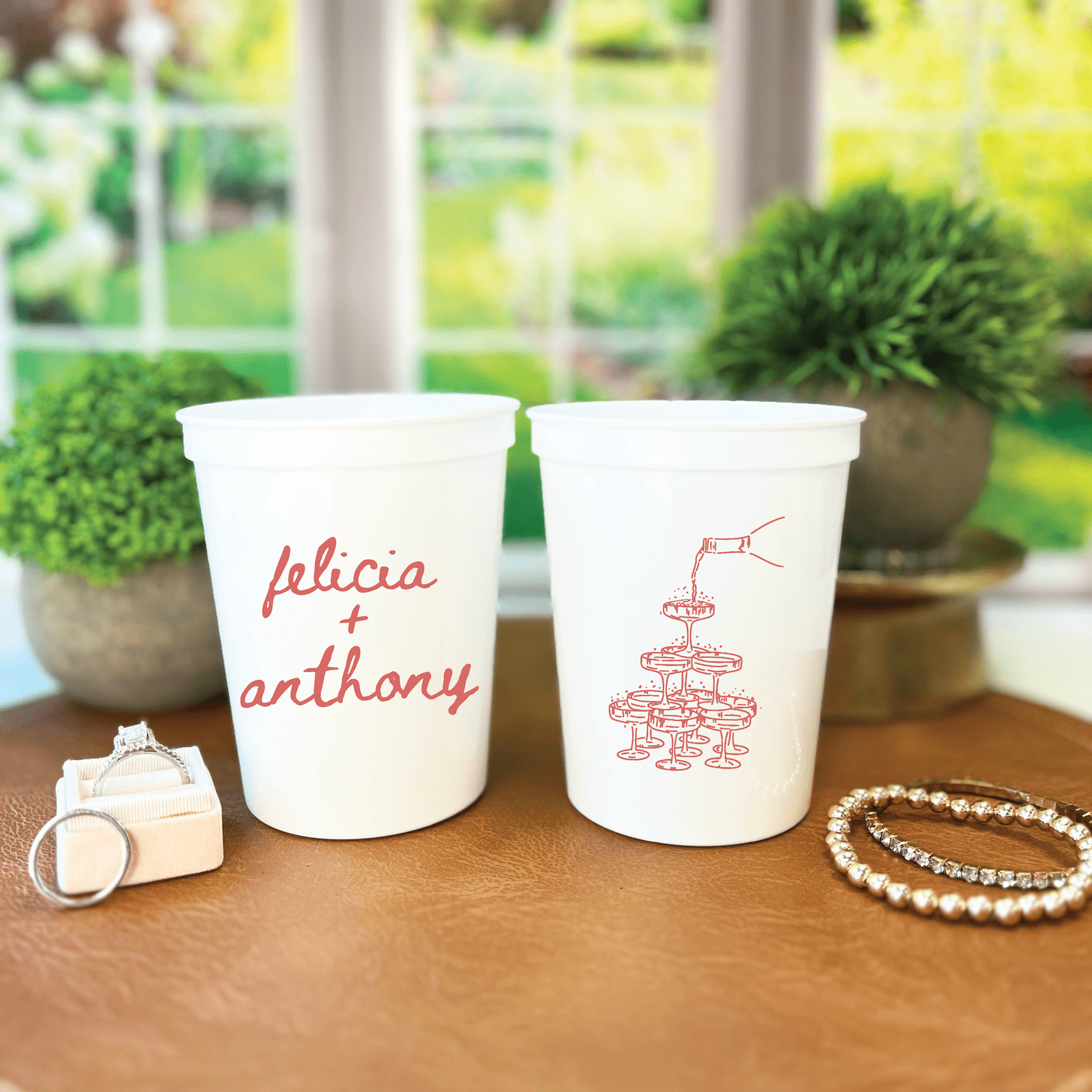 Personalized Champagne Tower Wedding Stadium Cups - Cup - Stadium