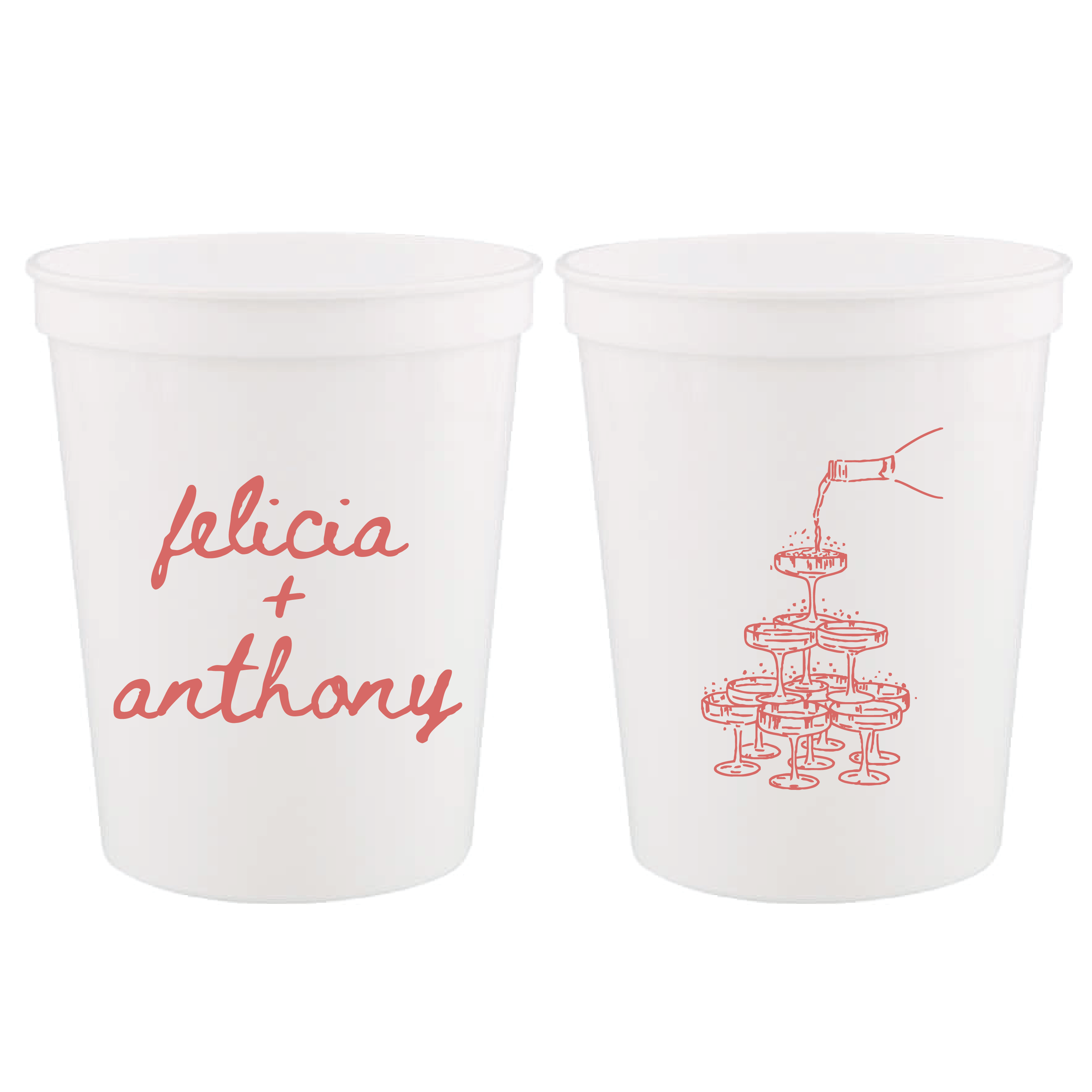 Personalized Champagne Tower Wedding Stadium Cups - Cup - Stadium