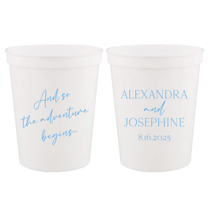 And So The Adventure Begin Wedding Stadium Cups