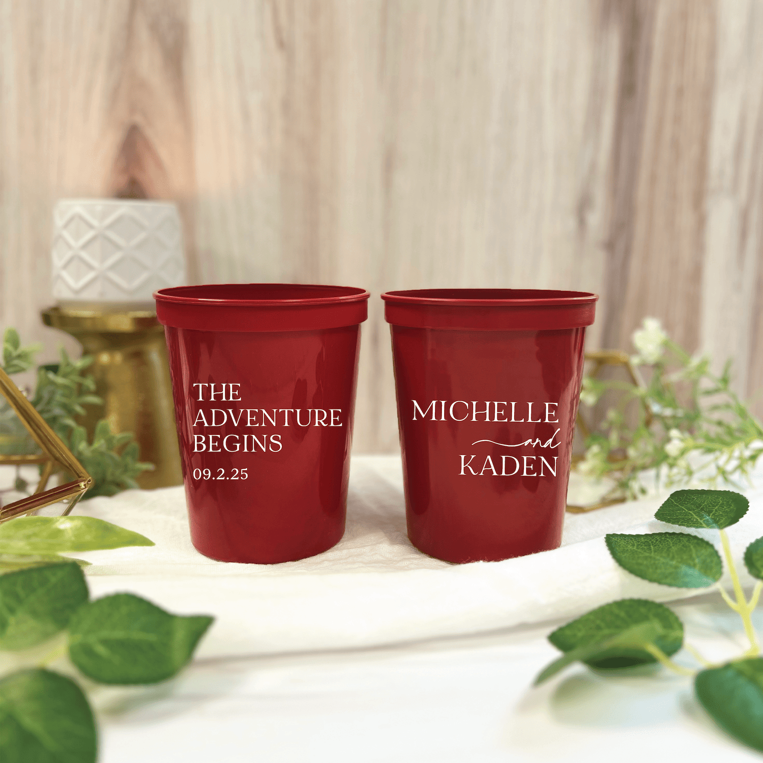 The Adventure Begin Wedding Stadium Cups - Simple - Cup - Stadium
