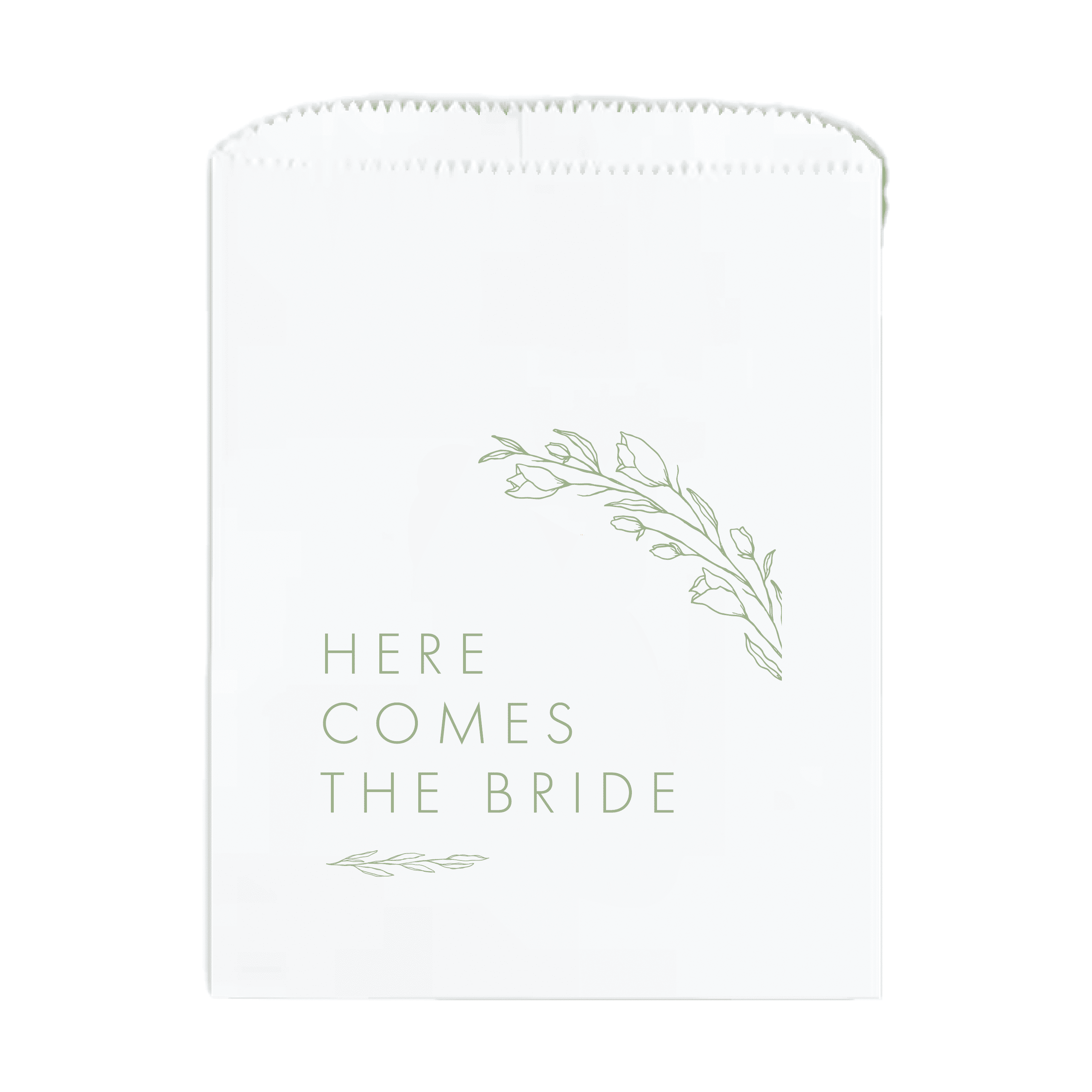 Here Comes The Bride Floral Favor Treat Bag - Treat Bag - Full Color