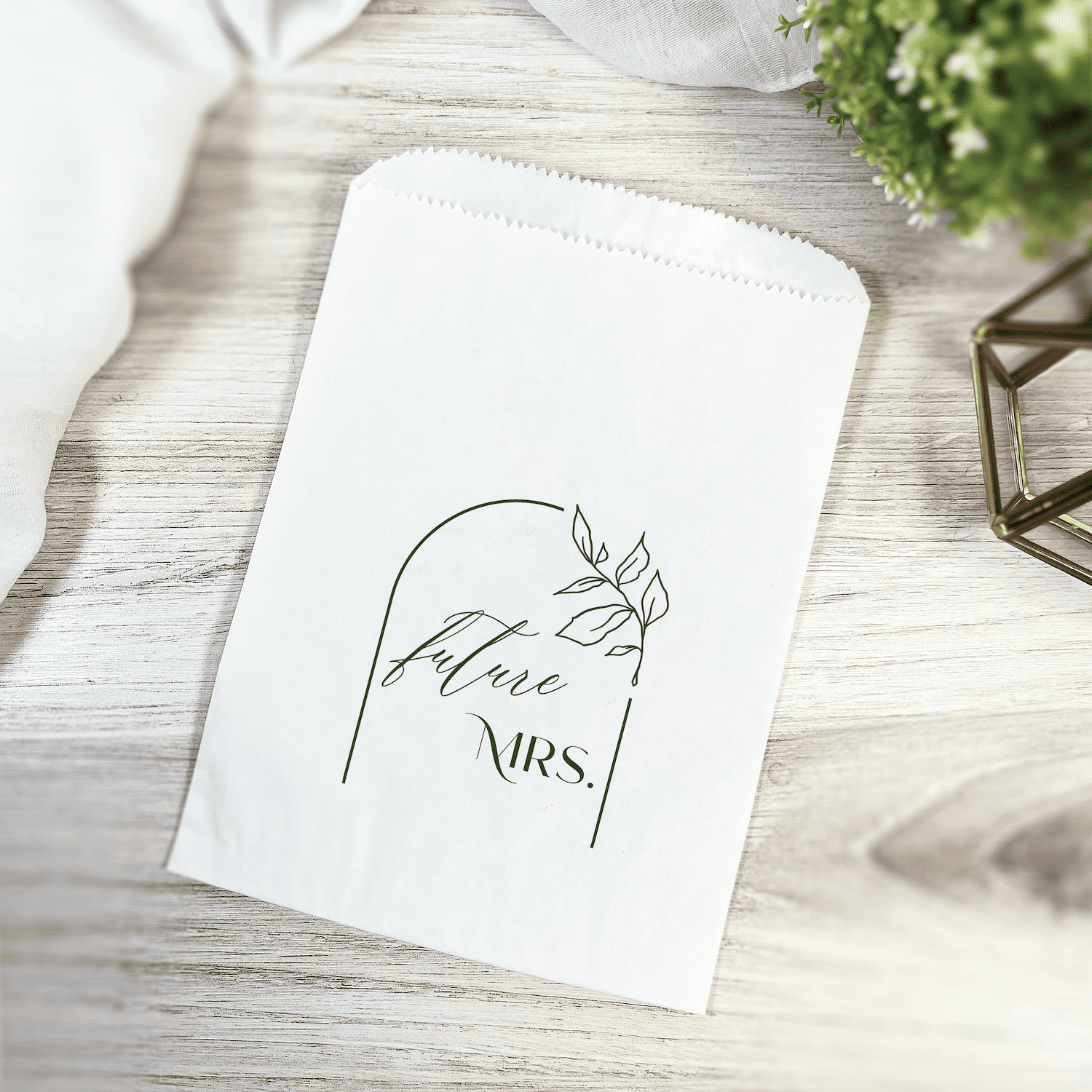 Future Mrs Floral Arch Personalized Favor Treat Bag - Treat Bag - Full Color
