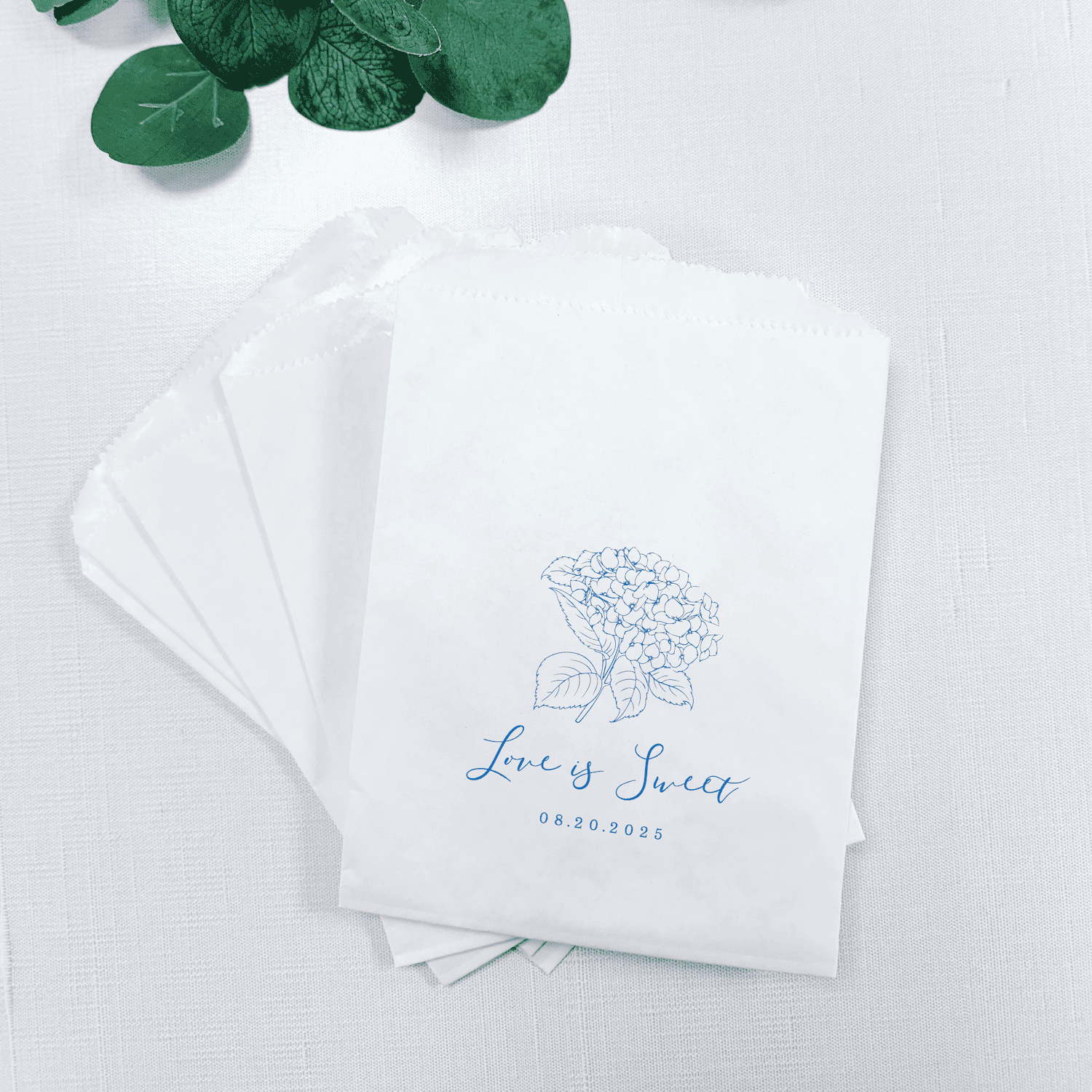 Summer Hydrangea Personalized Favor Treat Bag - Treat Bag - Full Color