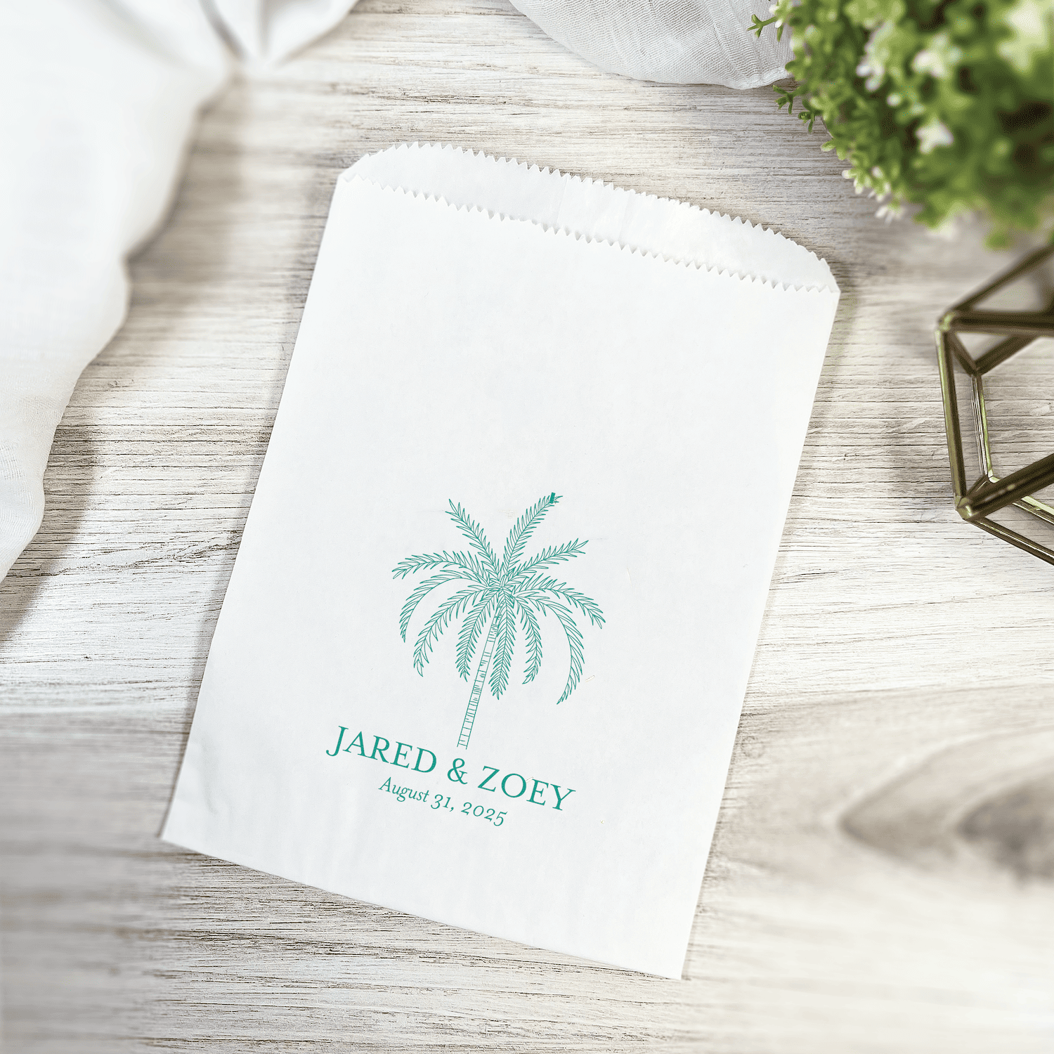 Palm Tree Personalized Favor Treat Bag - Treat Bag - Full Color