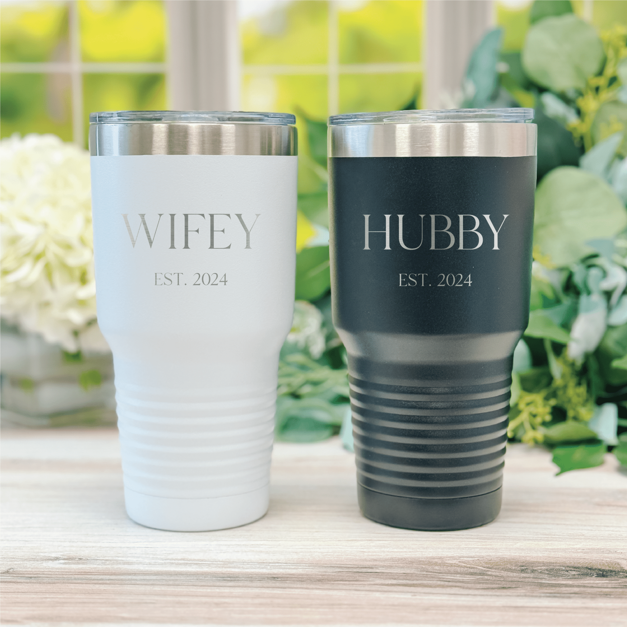 Personalized Mr and Mrs Tumbler Gift Set - Laser Engraved Travel Cup