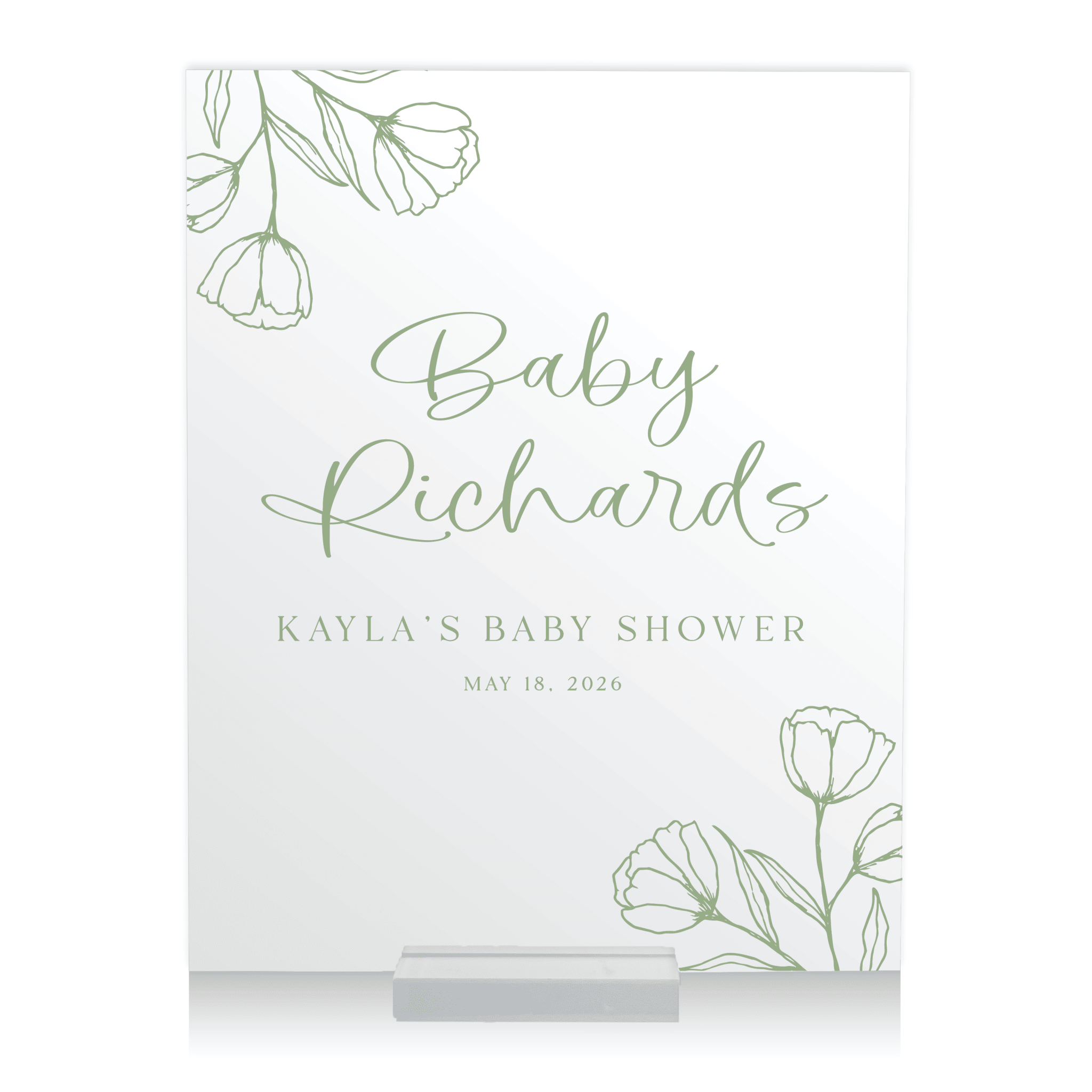 Floral Elegance Baby Shower Acrylic Sign - Welcome Sign