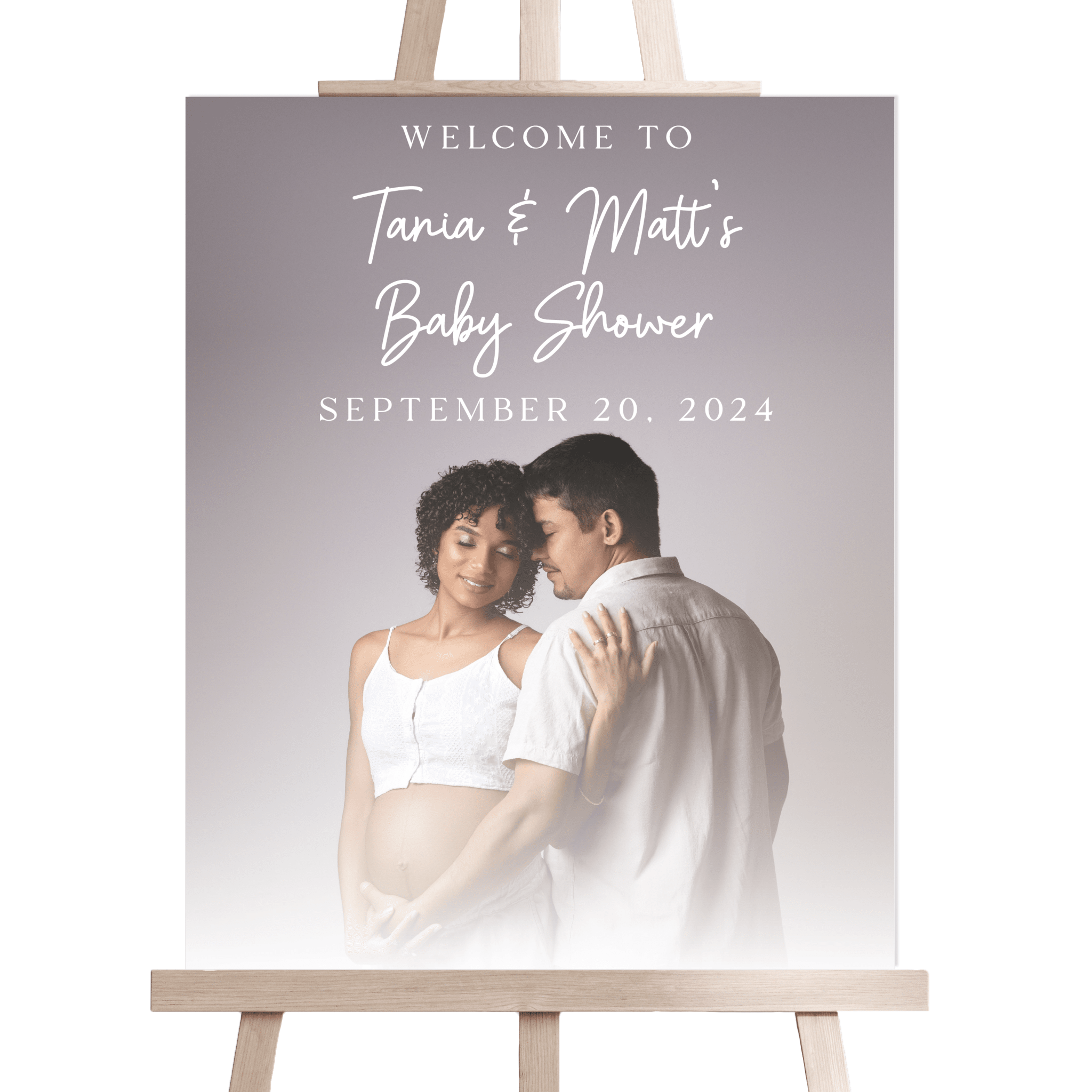 Custom Couple's Photo Baby Shower Acrylic Sign - Welcome Sign