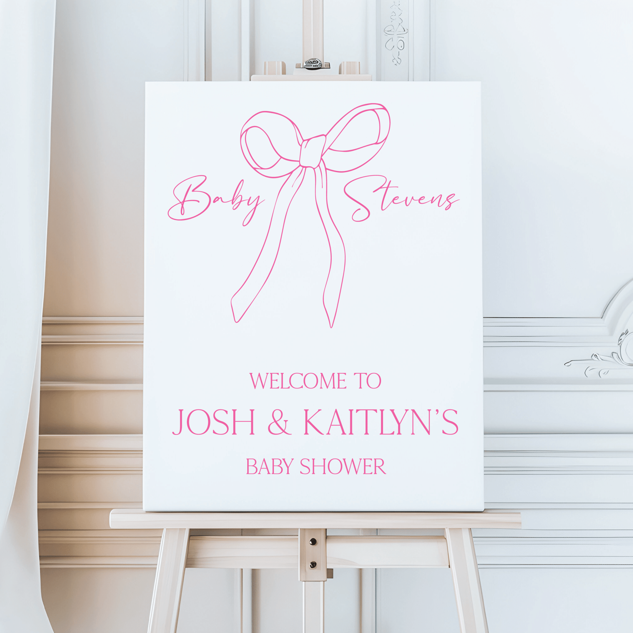 Elegant Bow Baby Shower Acrylic Sign - Welcome Sign