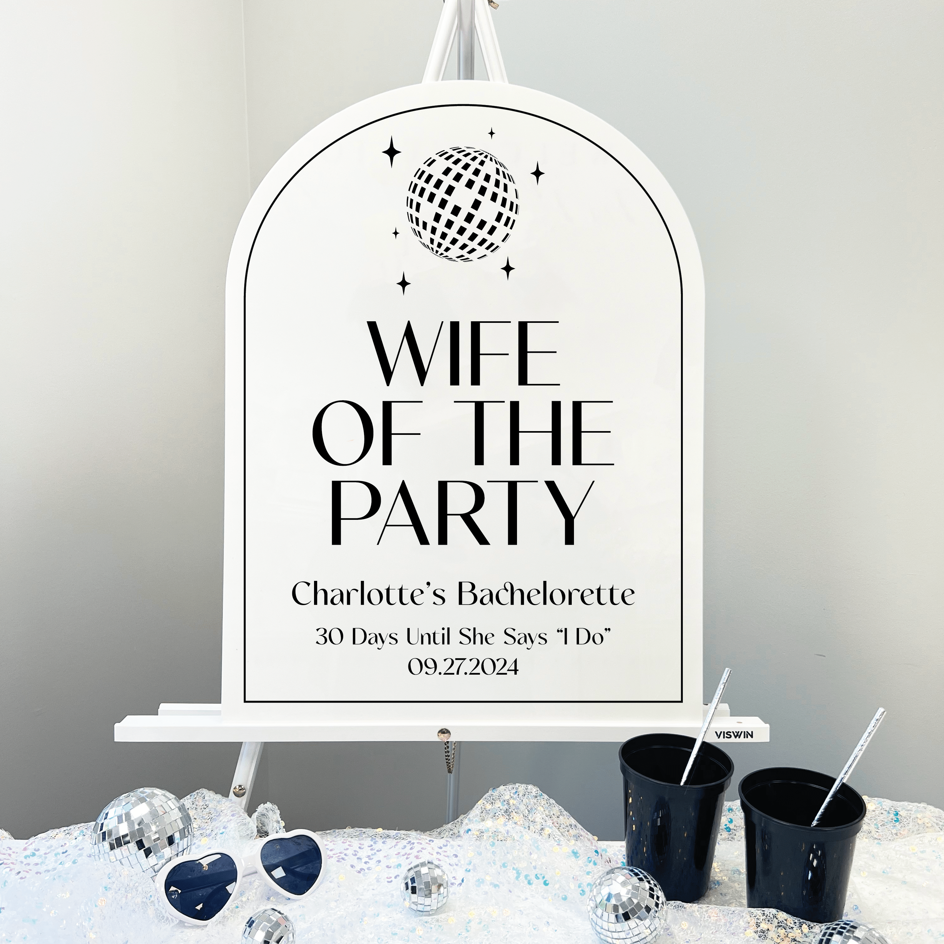Wife of The Party Acrylic Bachelorette Sign - Bachelorette Sign